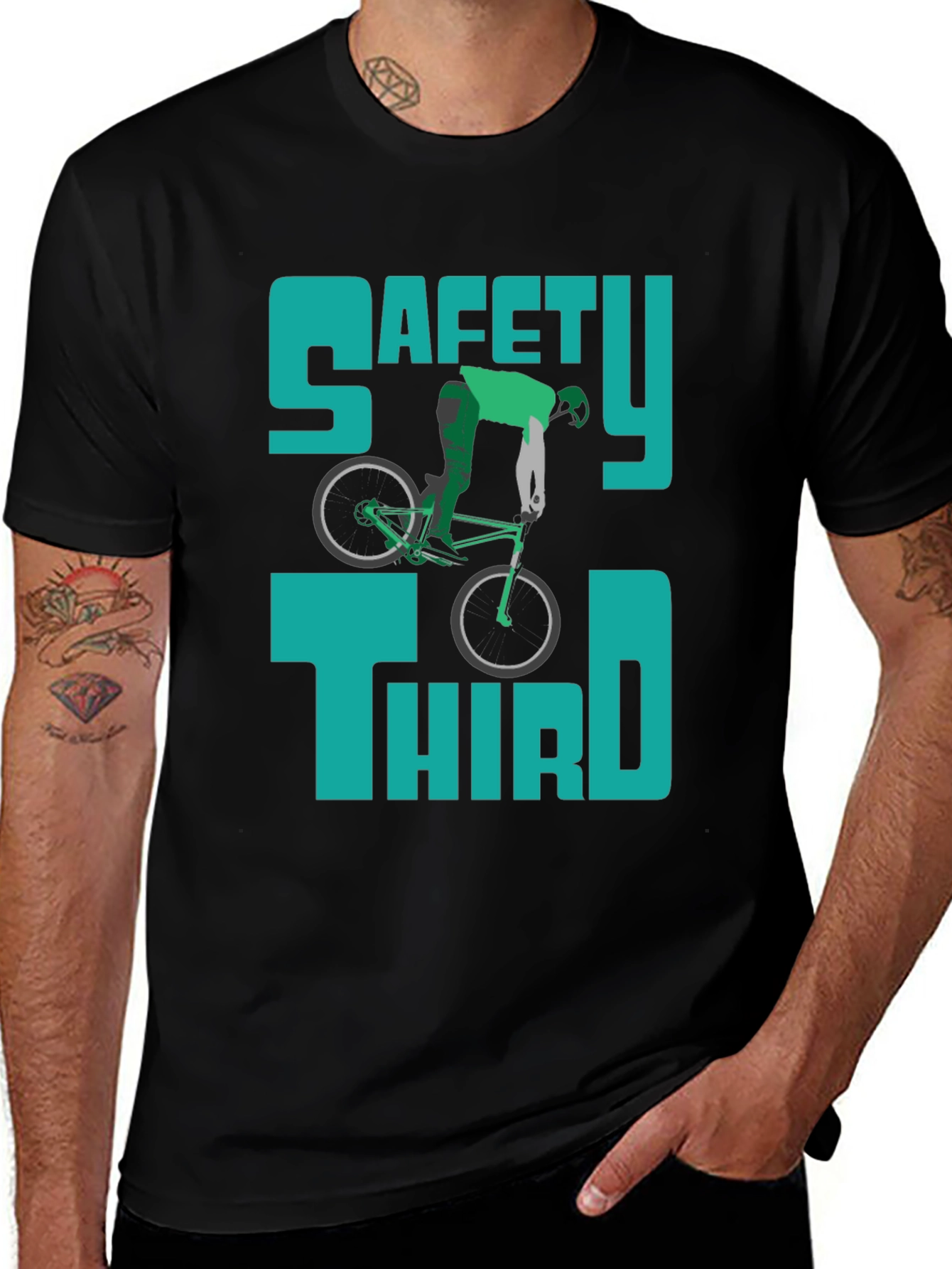 Variant 29 of Safety Third Bike T-Shirt - Humorous Graphic Tee