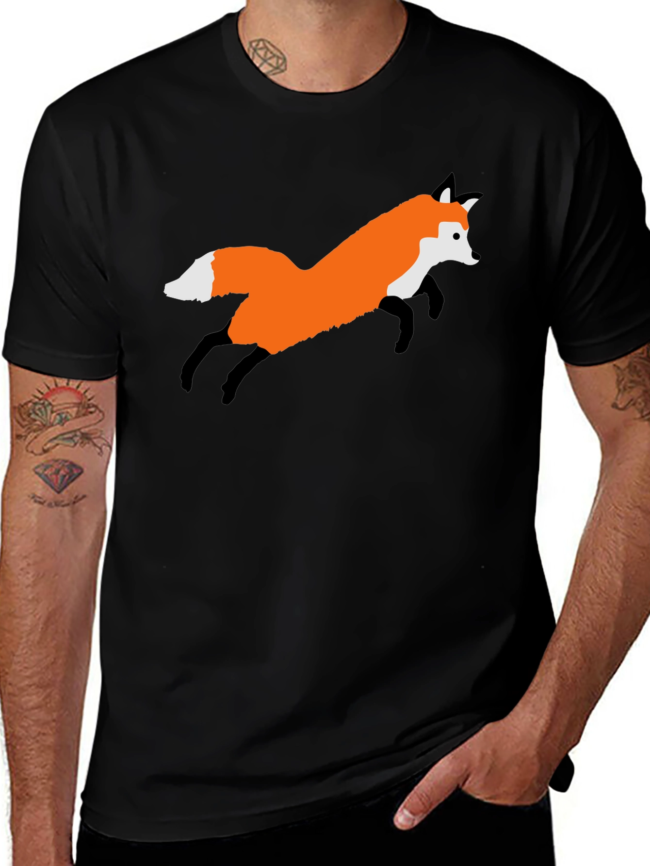 Variant 10 of Fox Graphic Black T-Shirt - Fun Animal Tee