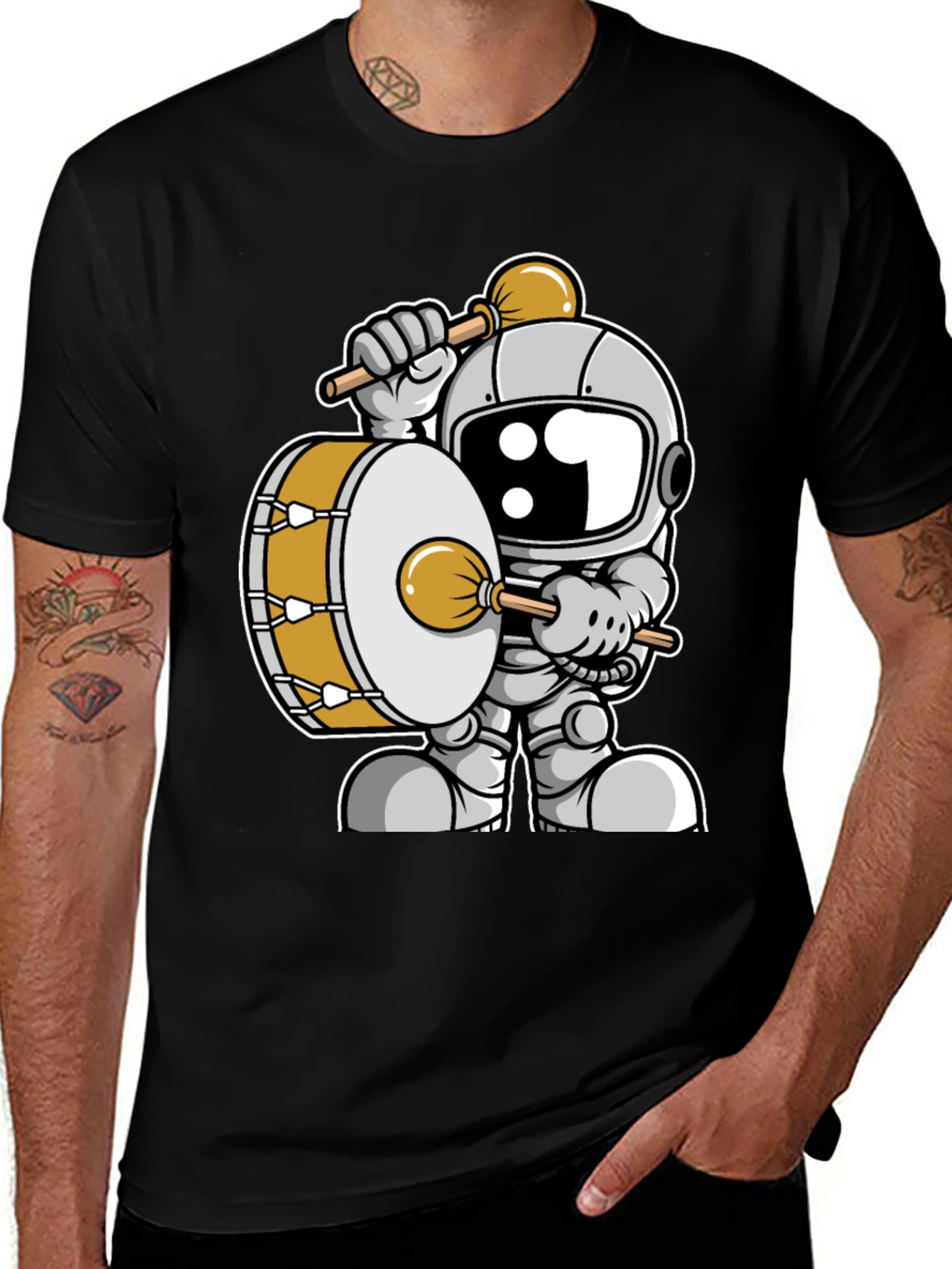Variant 25 of Astronaut Drummer Graphic Tee - Space Music T-Shirt