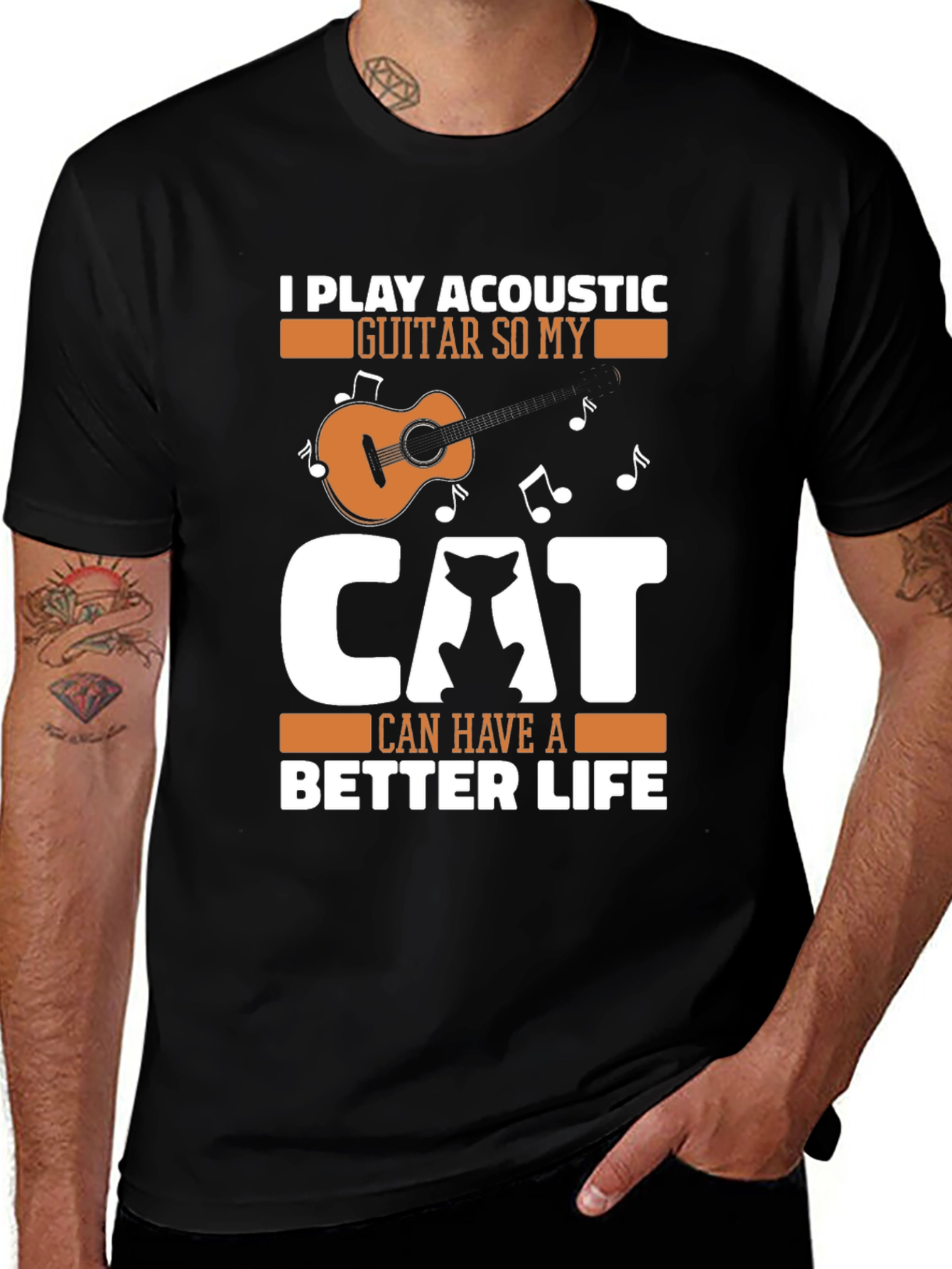 Variant 10 of Acoustic Guitar Cat Lover Graphic Tee