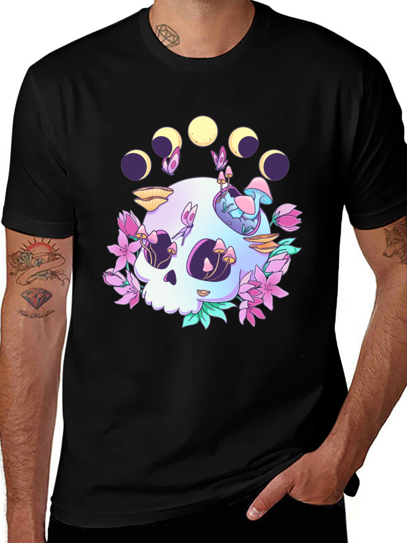 Variant 4 of Skull & Moon Phase Graphic Tee