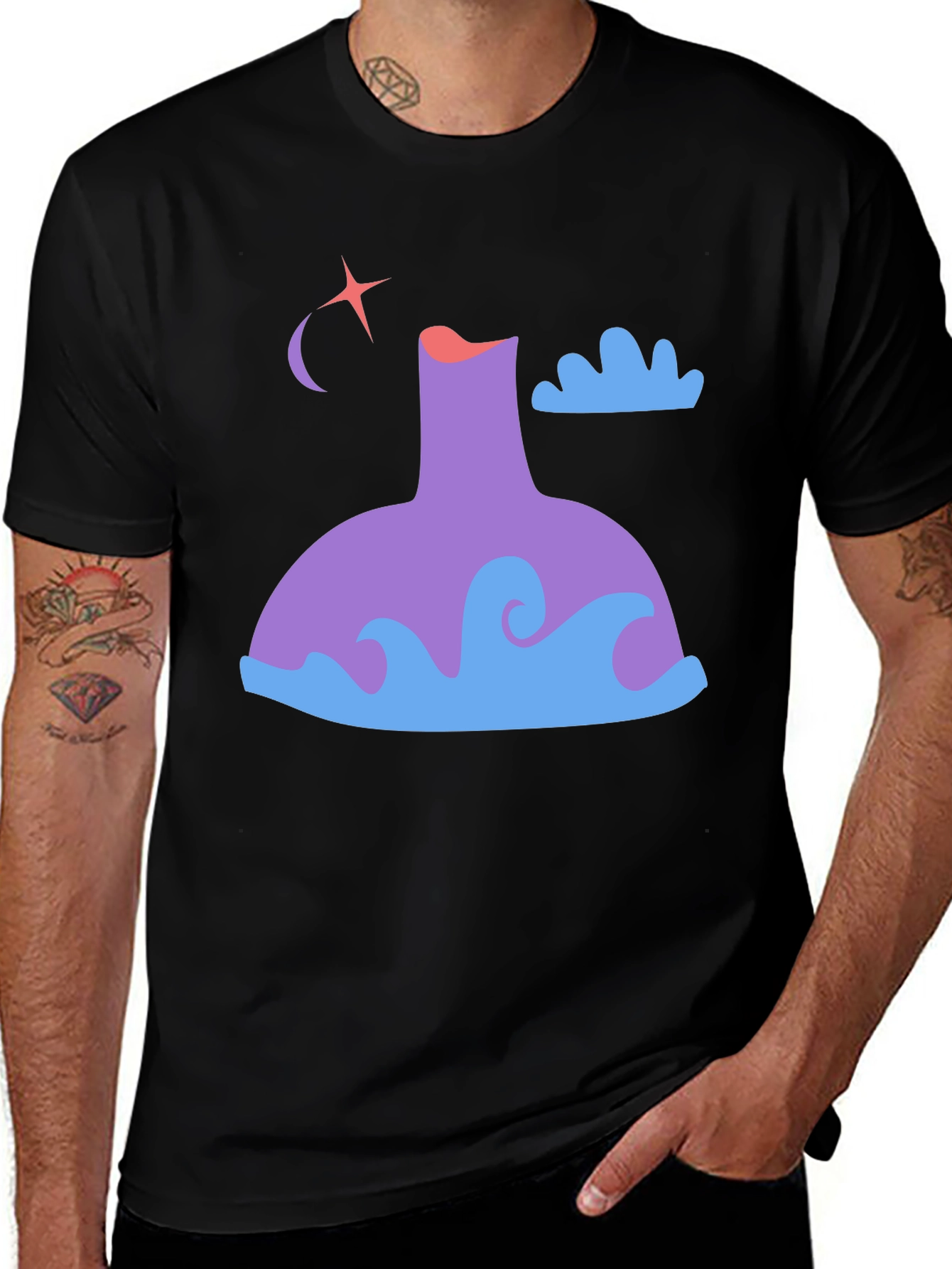 Variant 10 of Whimsical Graphic Tee - Night Sky Design