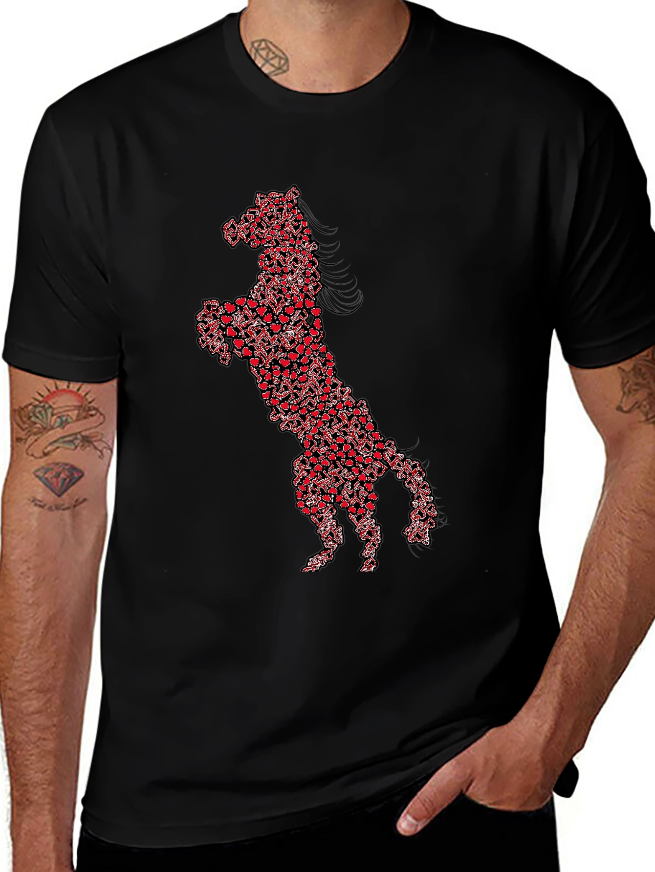 Variant 12 of Heart Horse Graphic Men's Black Tee