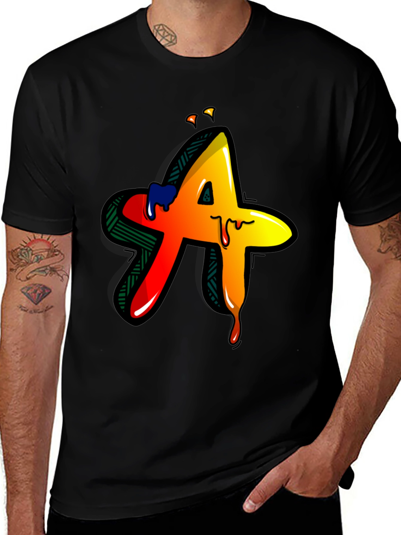 Variant 11 of Graffiti "A" Black Tee - Drip Style
