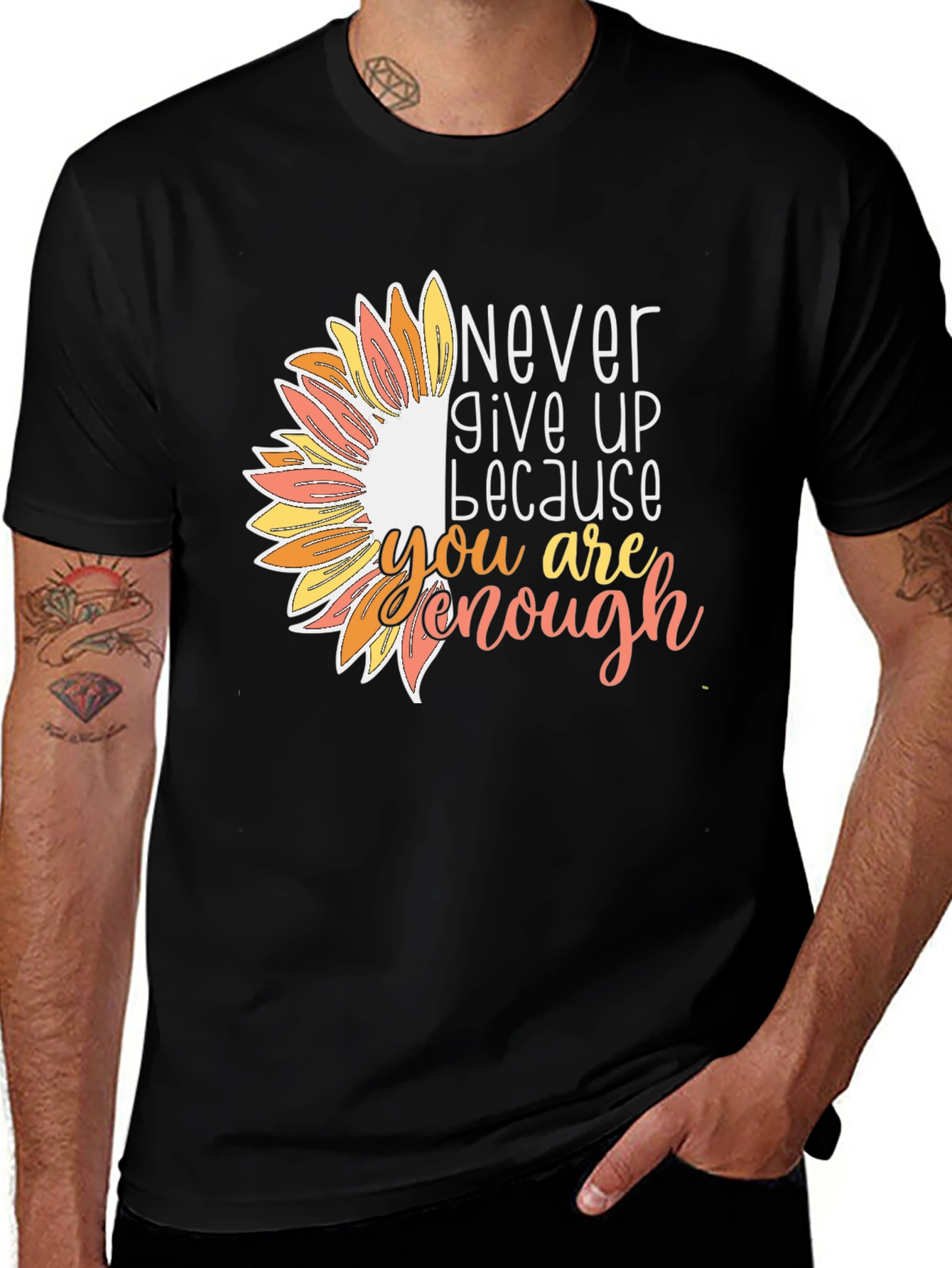Variant 10 of Never Give Up Sunflower Graphic Tee