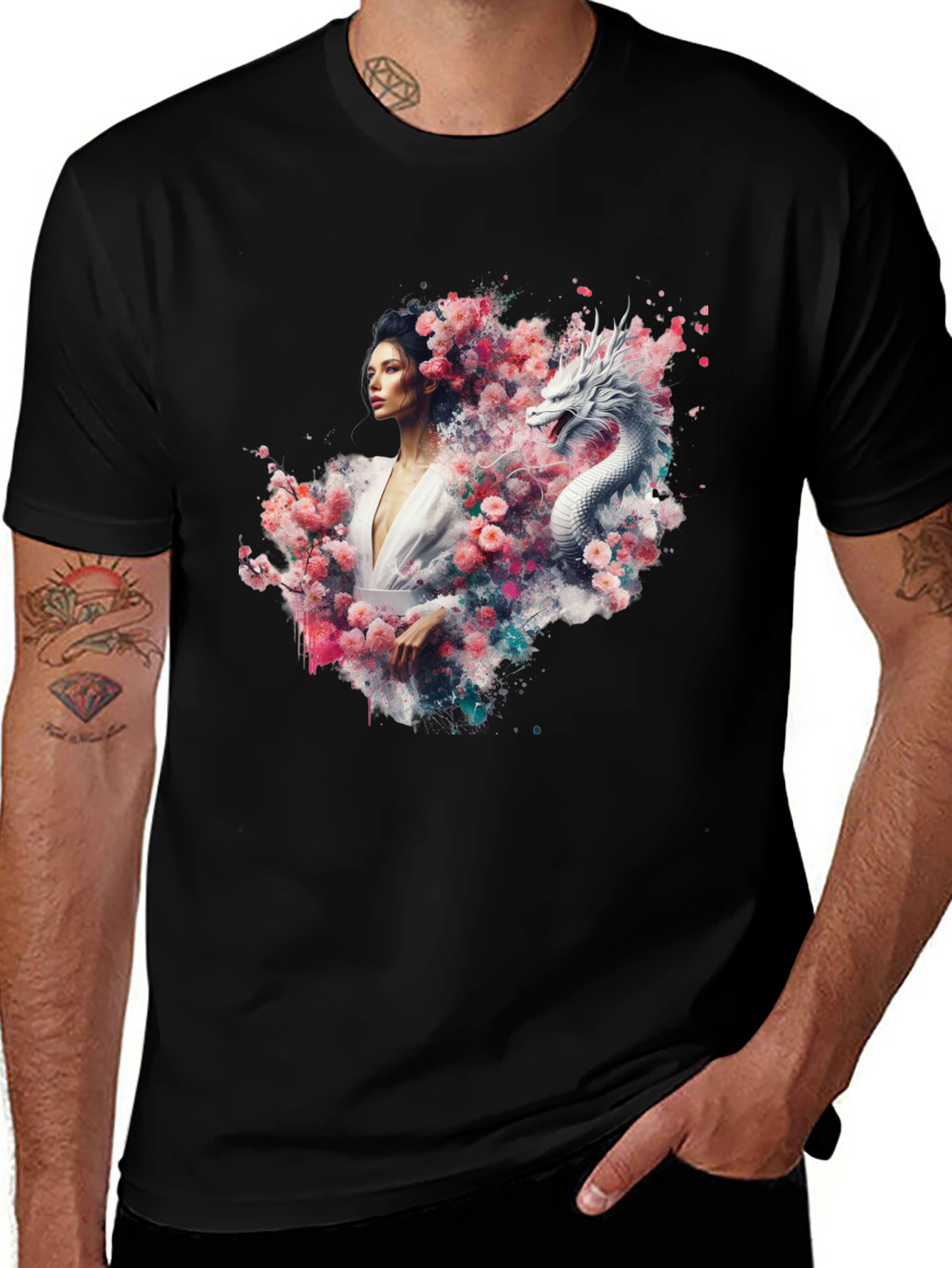 Variant 6 of Dragon & Woman Graphic Tee