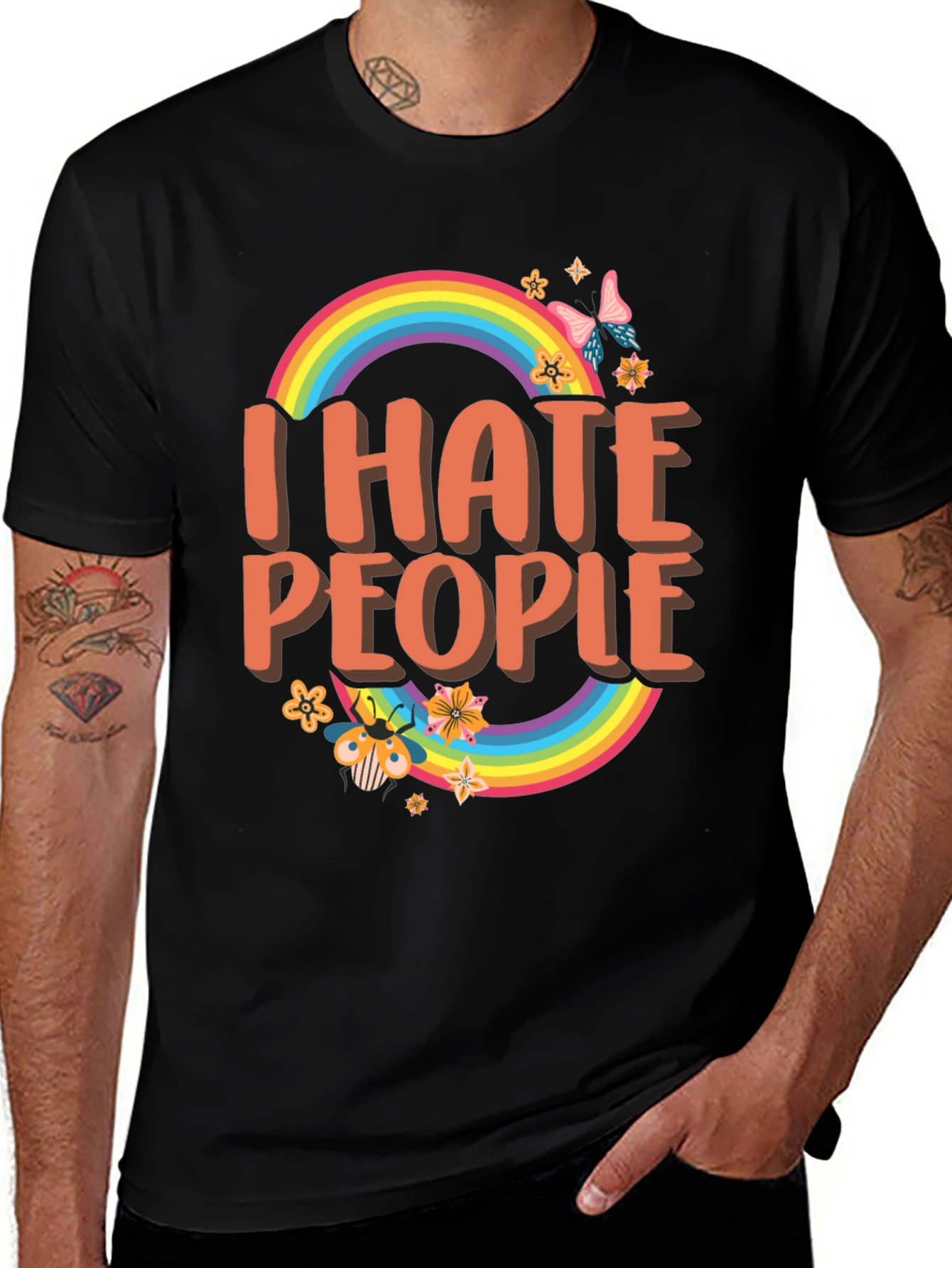 Variant 29 of I Hate People Rainbow Graphic T-Shirt