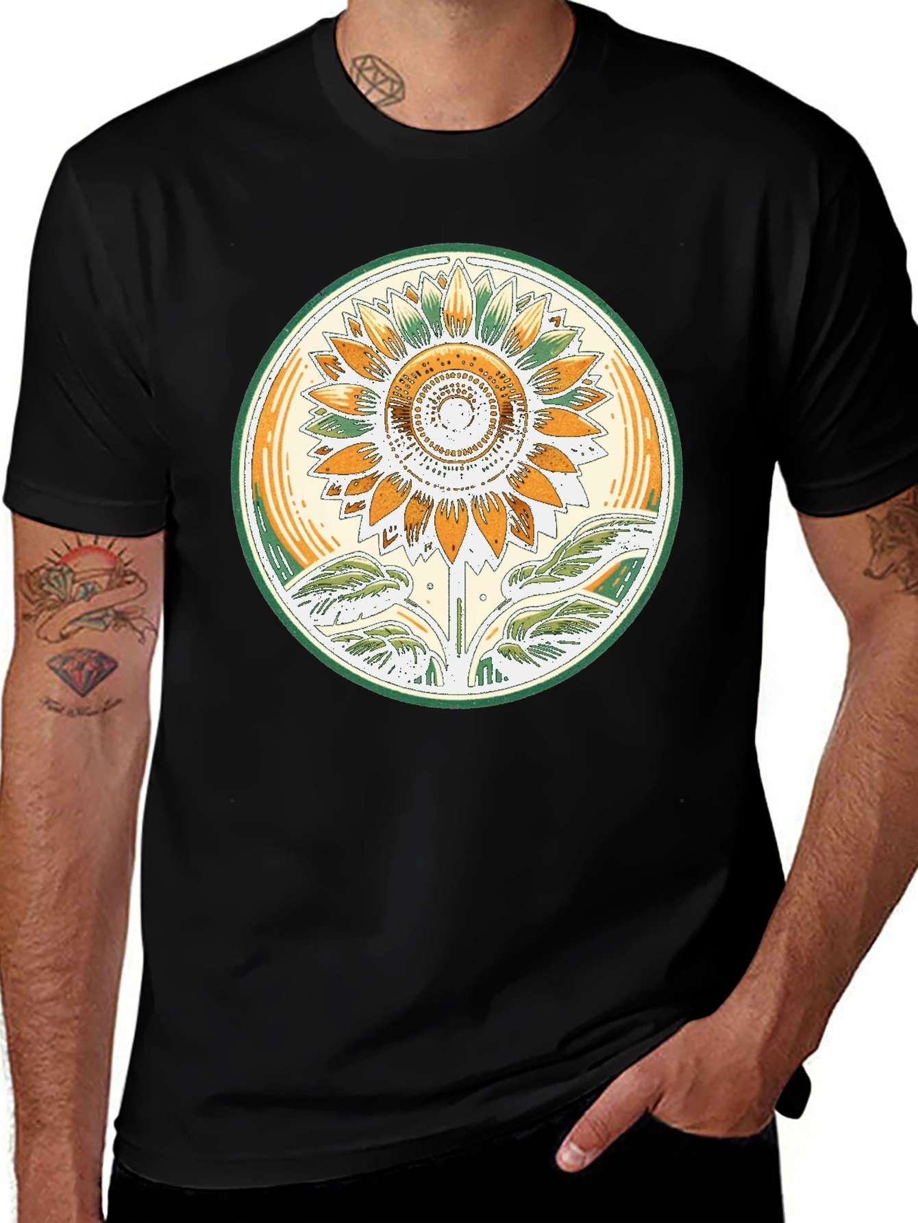 Variant 9 of Sunflower Graphic Print Black T-Shirt