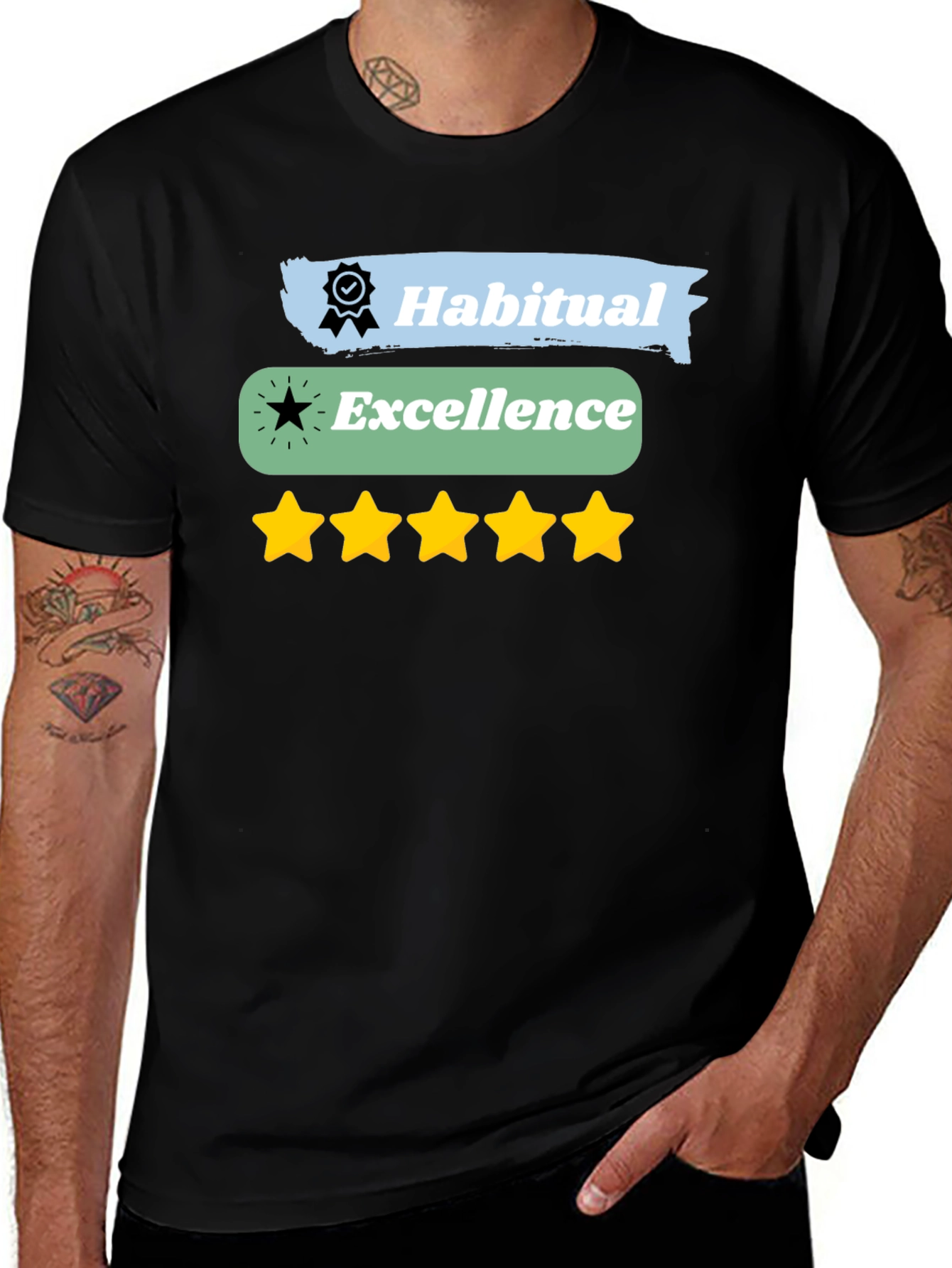Variant 22 of Habitual Excellence Graphic Tee - Black Cotton Blend