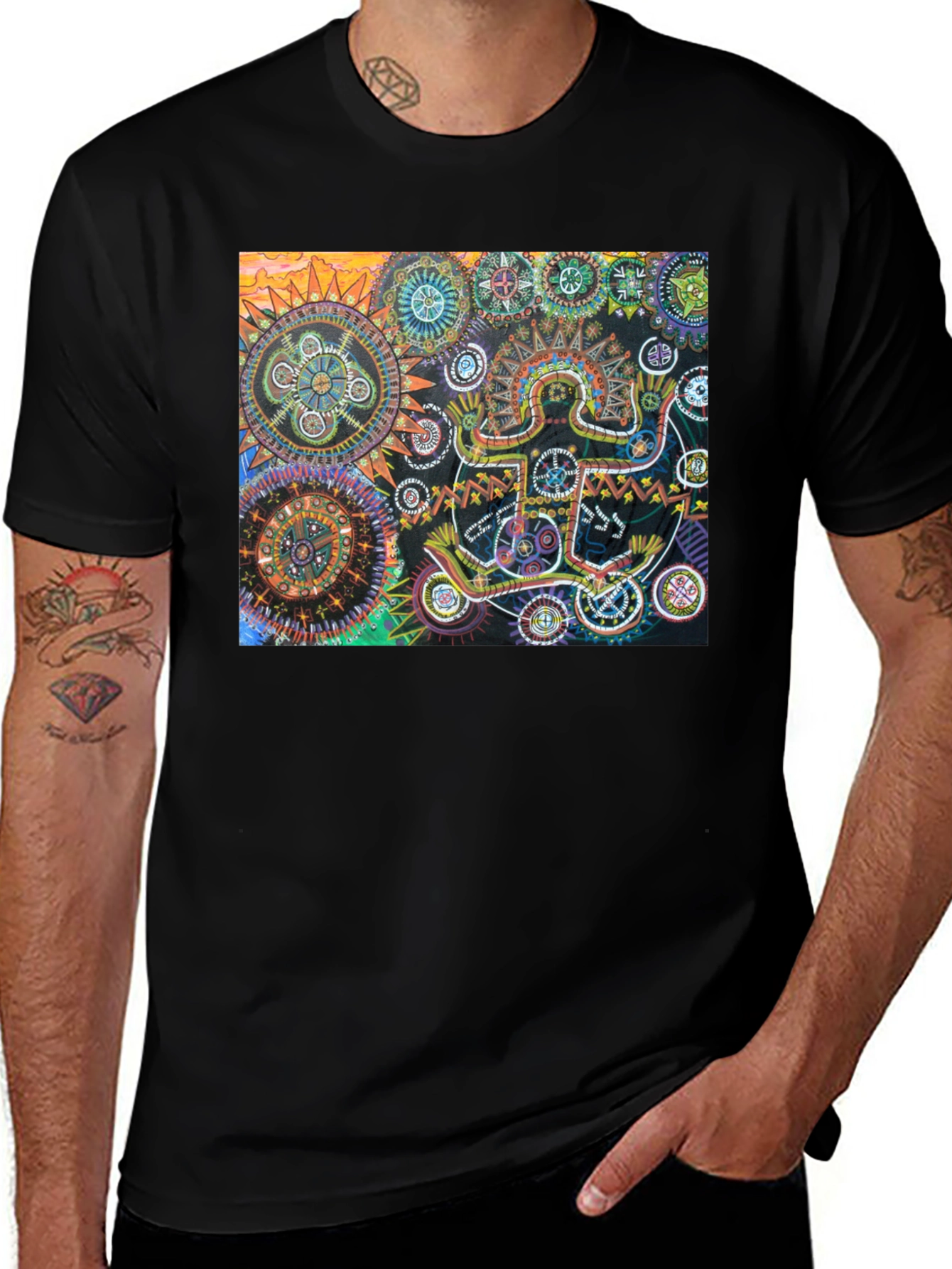 Variant 11 of Abstract Art Graphic Tee - Unisex Black T-Shirt