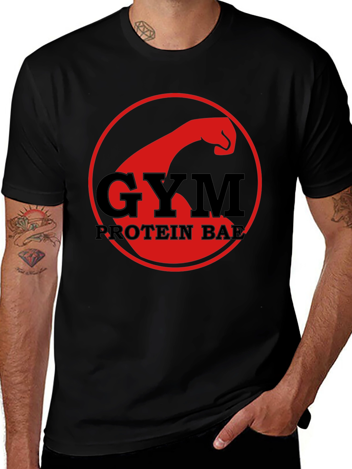 Variant 20 of Gym Protein Bar Graphic Tee - Men's Black T-Shirt