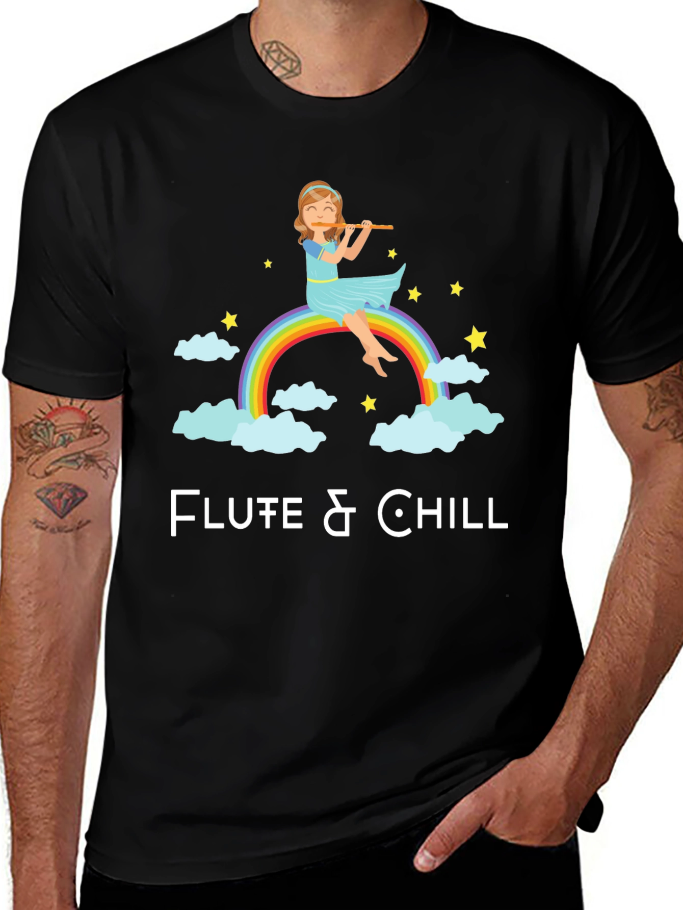 Variant 25 of Flute & Chill Graphic T-Shirt - Music Lover Tee