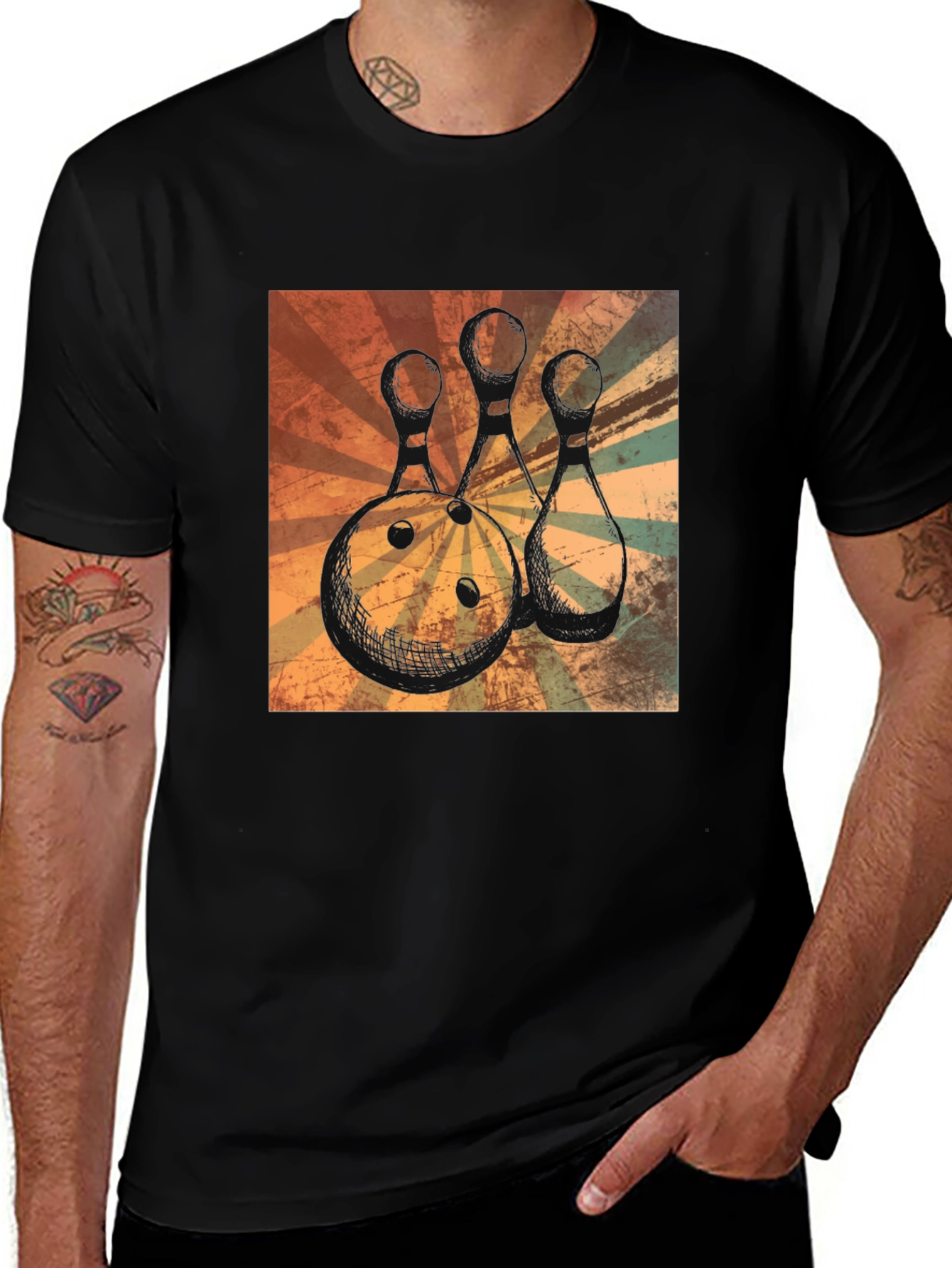 Variant 26 of Retro Bowling Ball and Pins Graphic T-Shirt