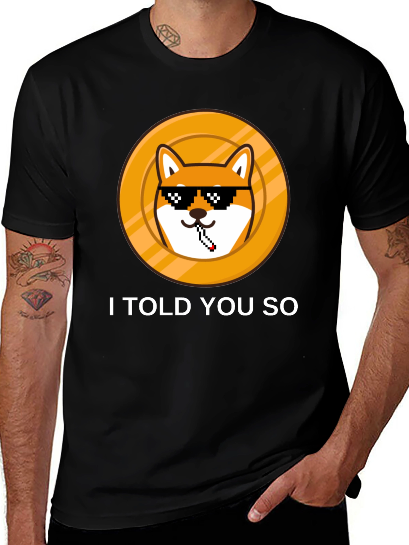 Variant 12 of Dogecoin Crypto Meme T-Shirt - I Told You So