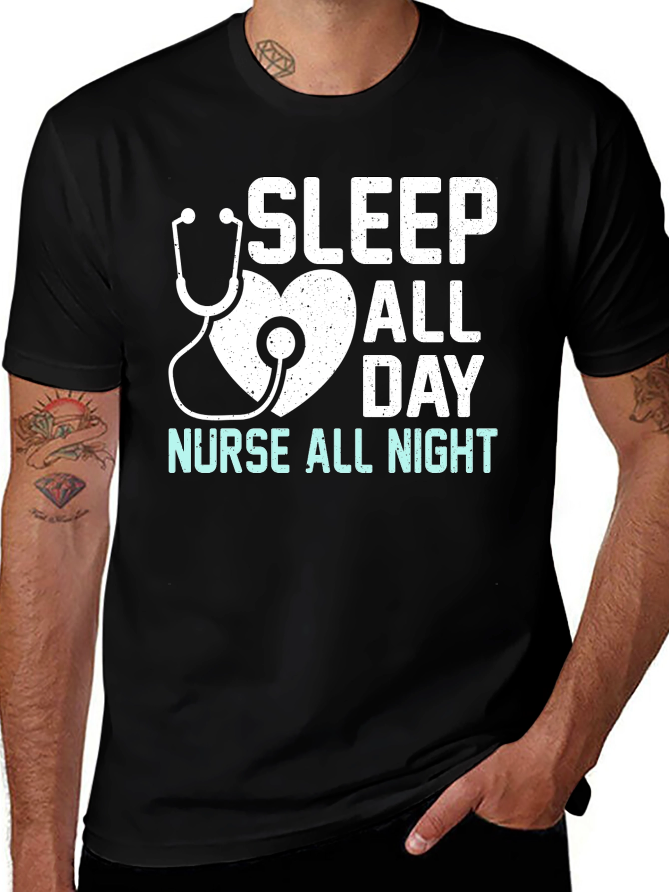 Variant 15 of Nurse T-Shirt - Sleep All Day, Nurse All Night