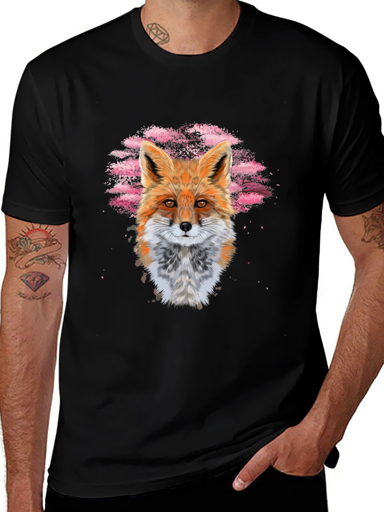 Variant 24 of Fox Art Black T-Shirt