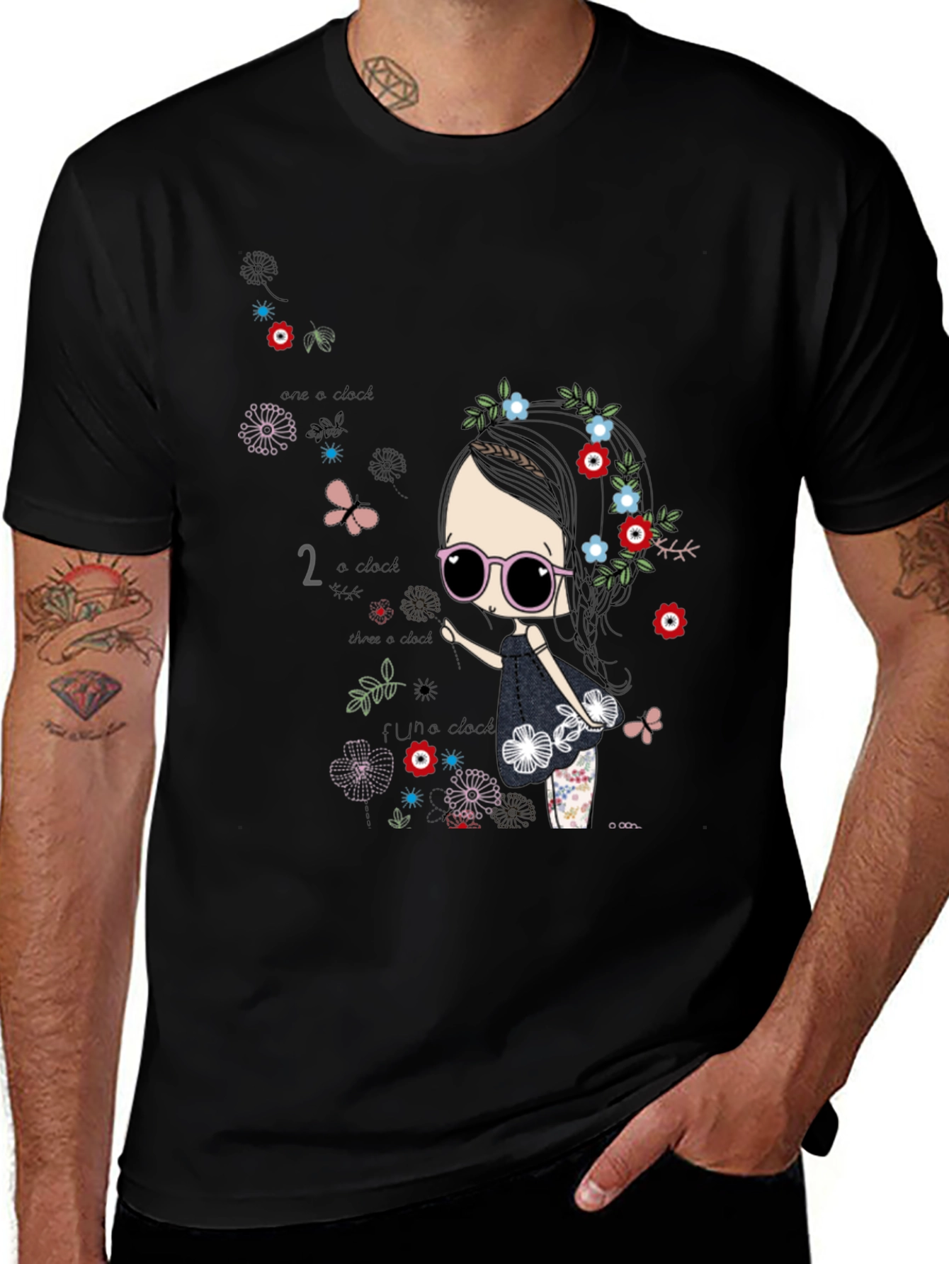 Variant 26 of Whimsical Girl Graphic Tee - Black