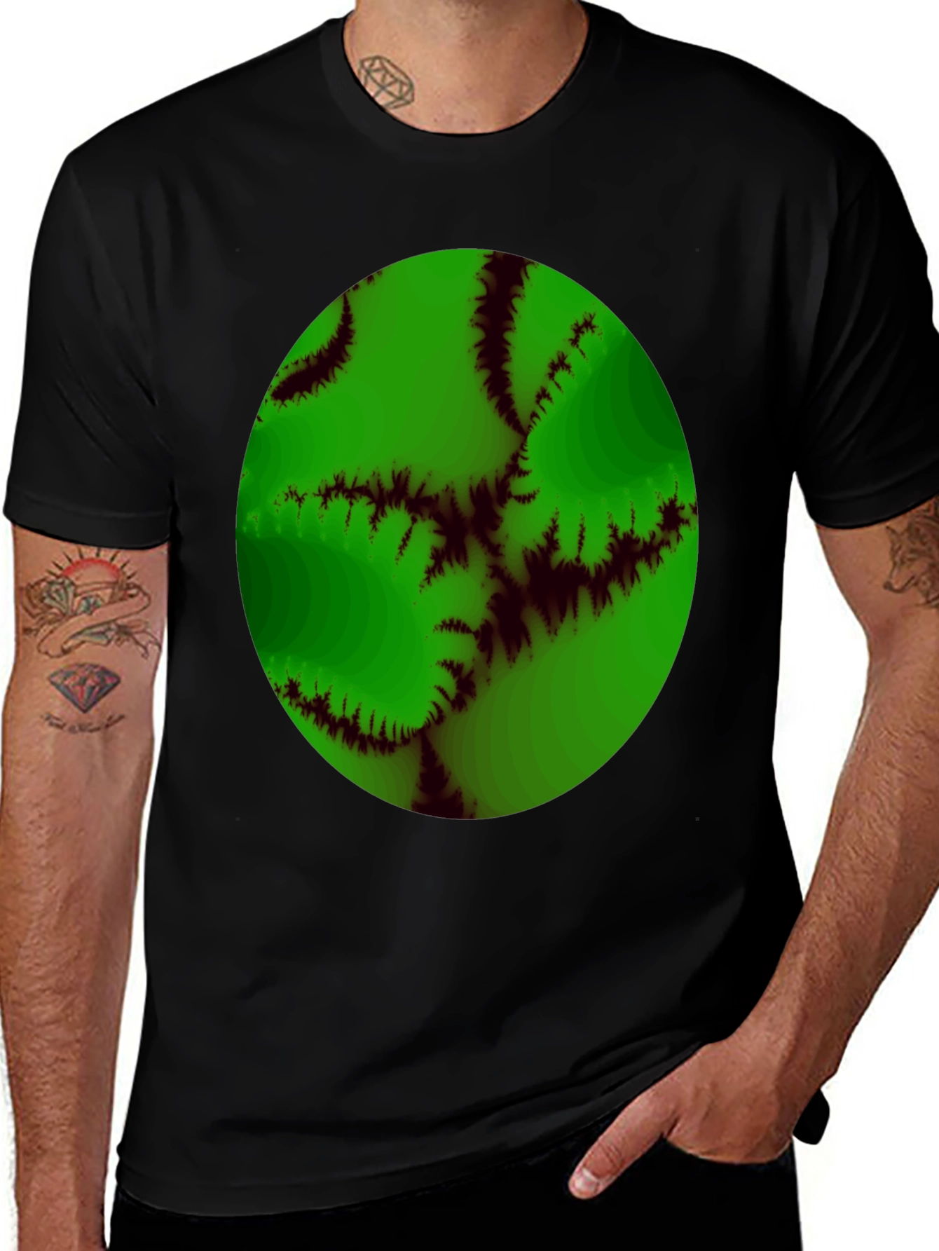 Variant 28 of Abstract Green Fractal Design T-Shirt