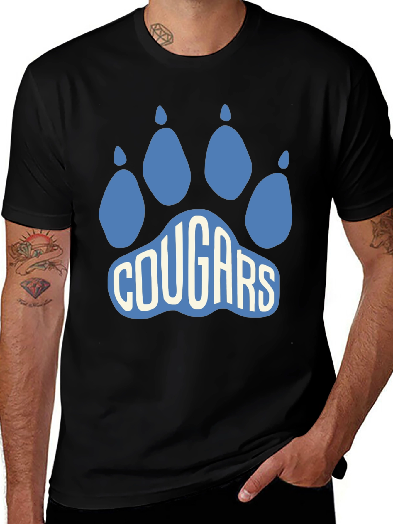 Variant 10 of Cougars Paw Print Graphic T-Shirt - Black