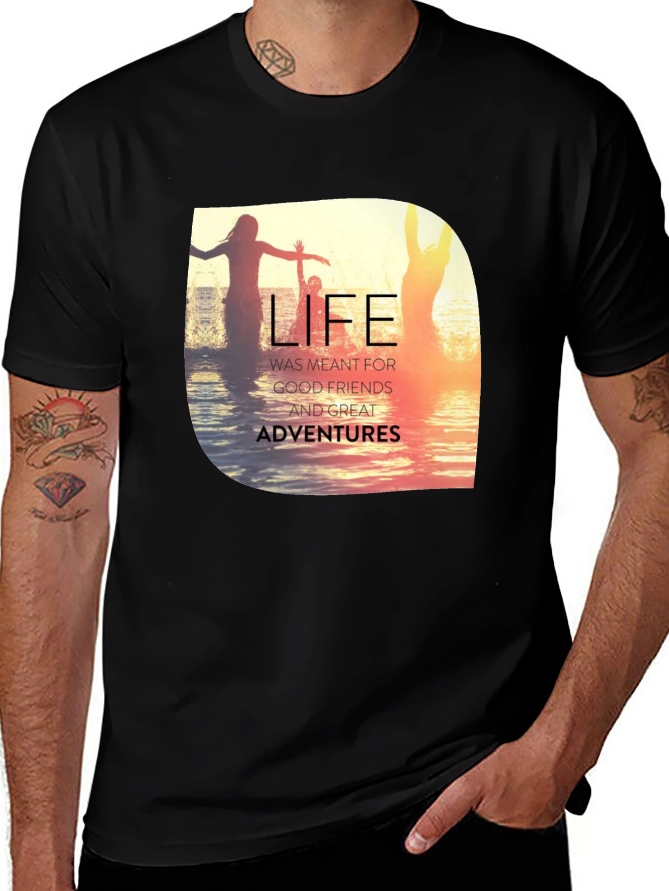 Variant 28 of Life Adventure Graphic Black Tee