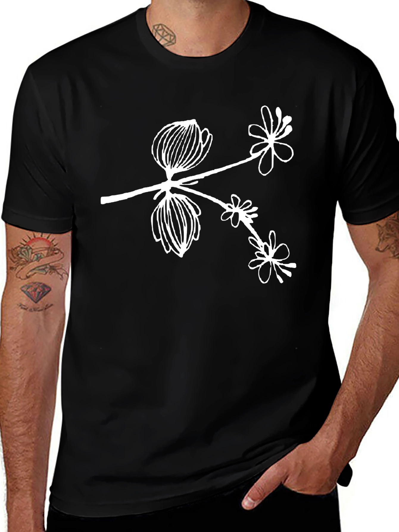 Variant 29 of Black Floral Branch T-Shirt