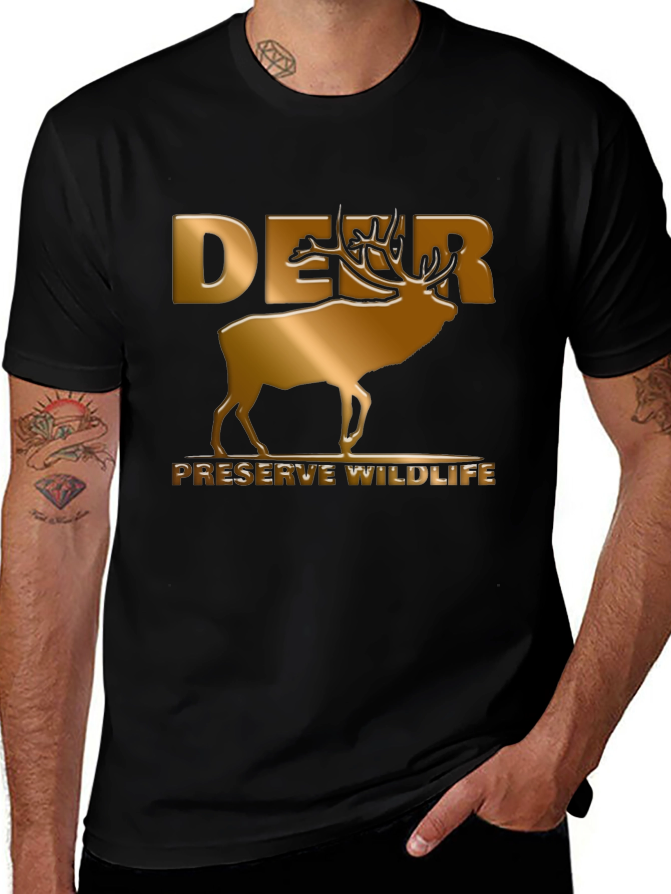 Variant 18 of Deer Preserve Wildlife Black T-Shirt