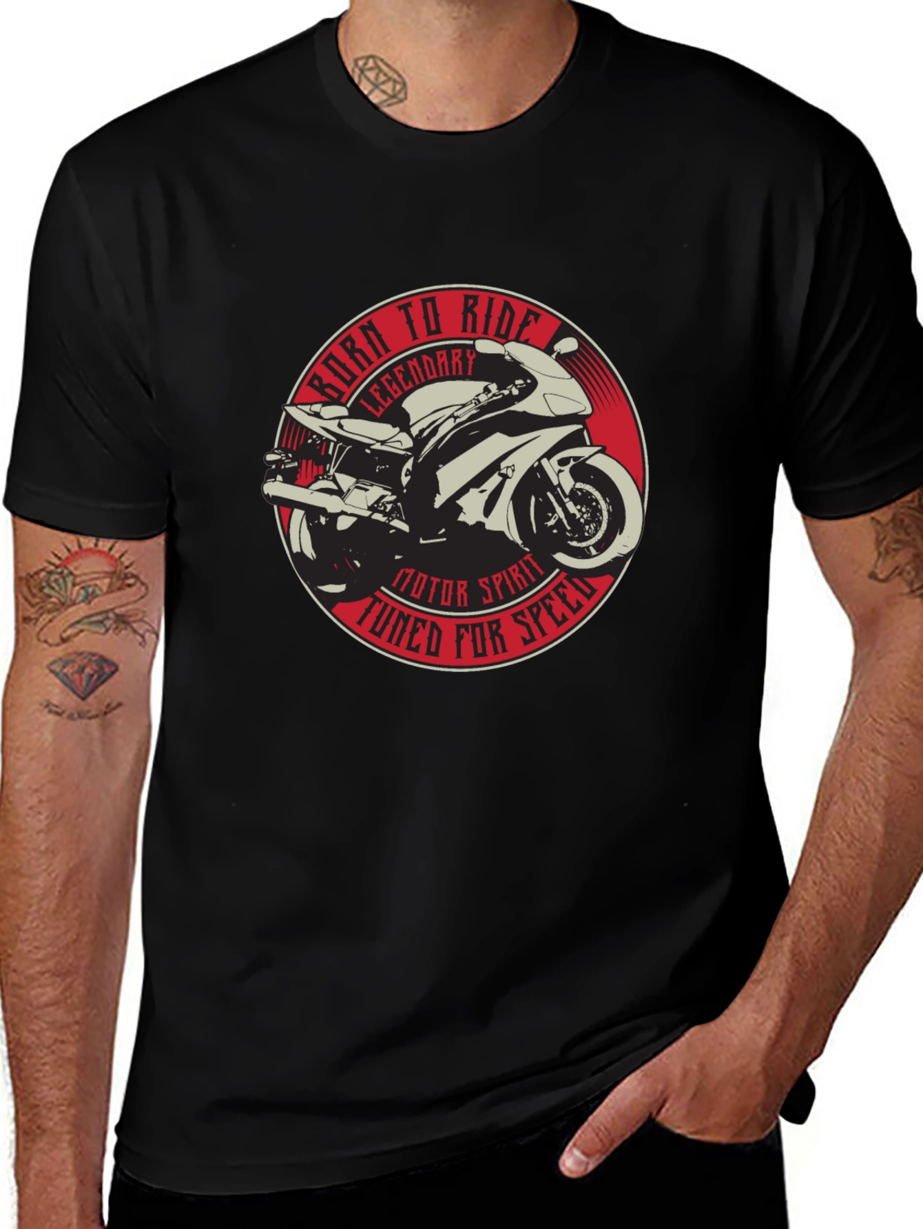 Variant 10 of Born to Ride Motorcycle Graphic T-Shirt
