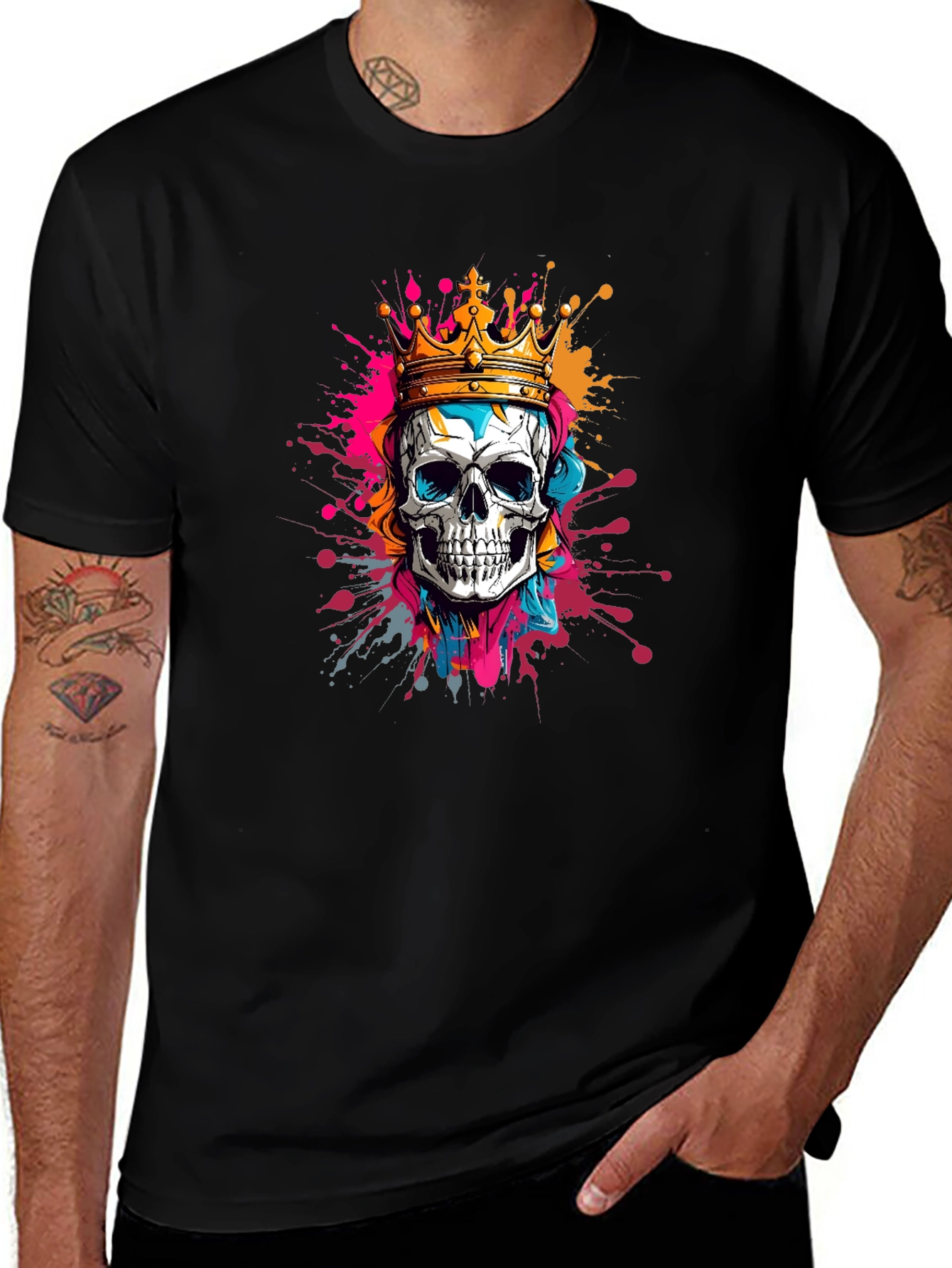 Variant 30 of Skull King Graphic Tee - Black Cotton T-Shirt