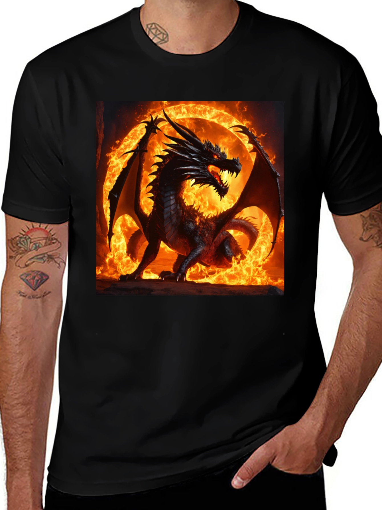 Variant 3 of Fiery Dragon Graphic T-Shirt
