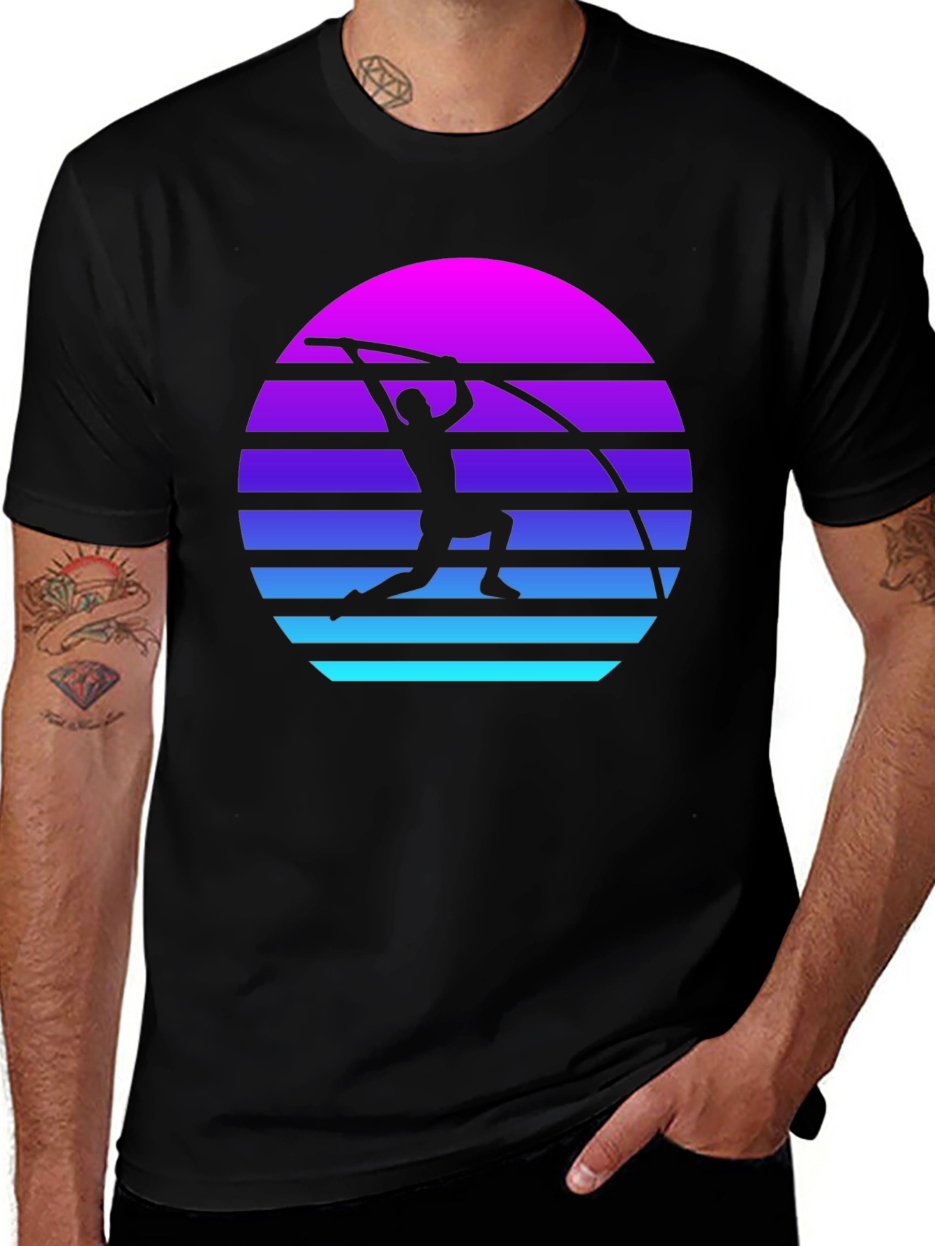 Variant 19 of Retro Pole Vault Sunset Graphic Tee