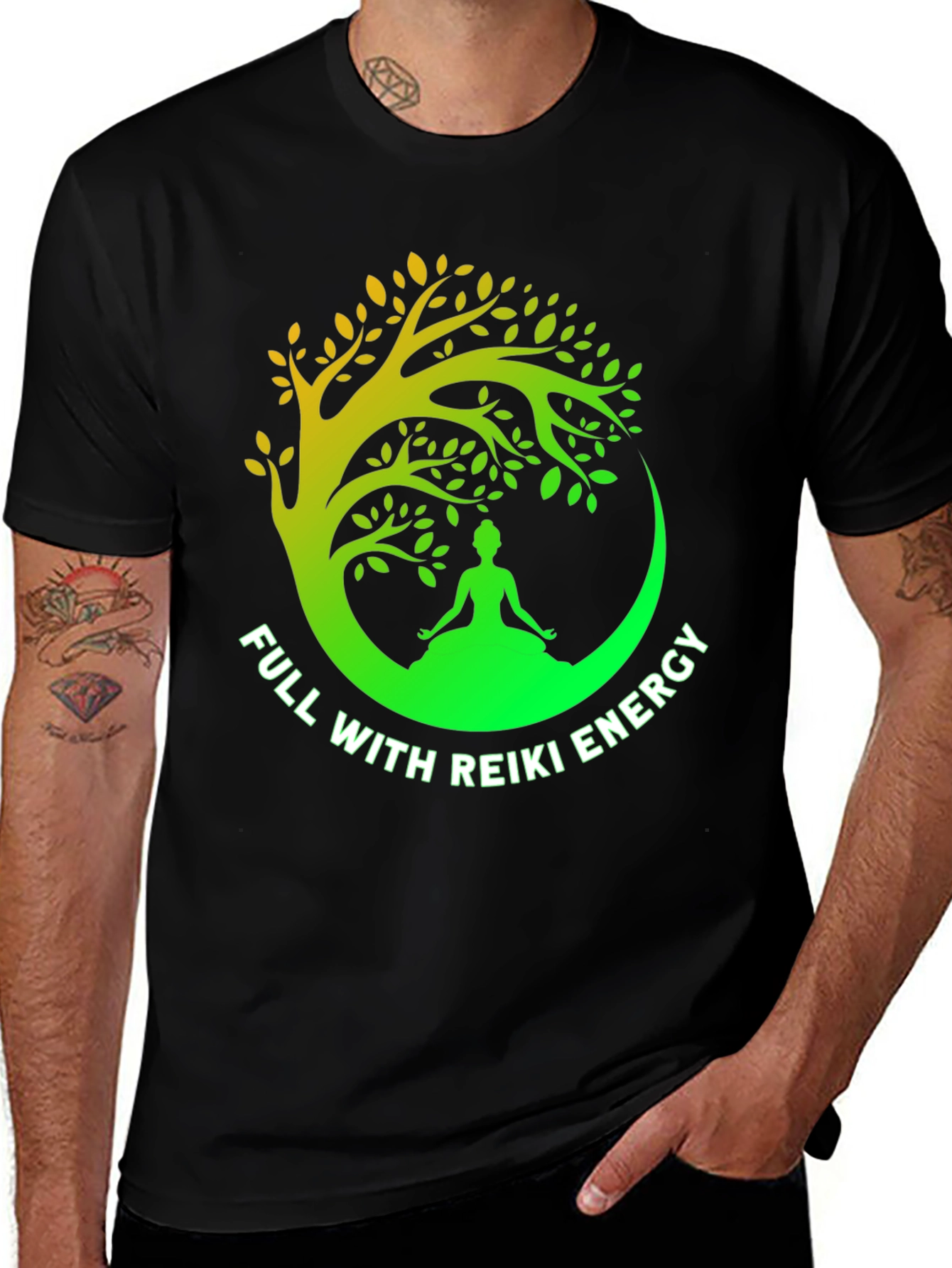 Reiki Energy Tree Graphic Tee - Spiritual Yoga Shirt