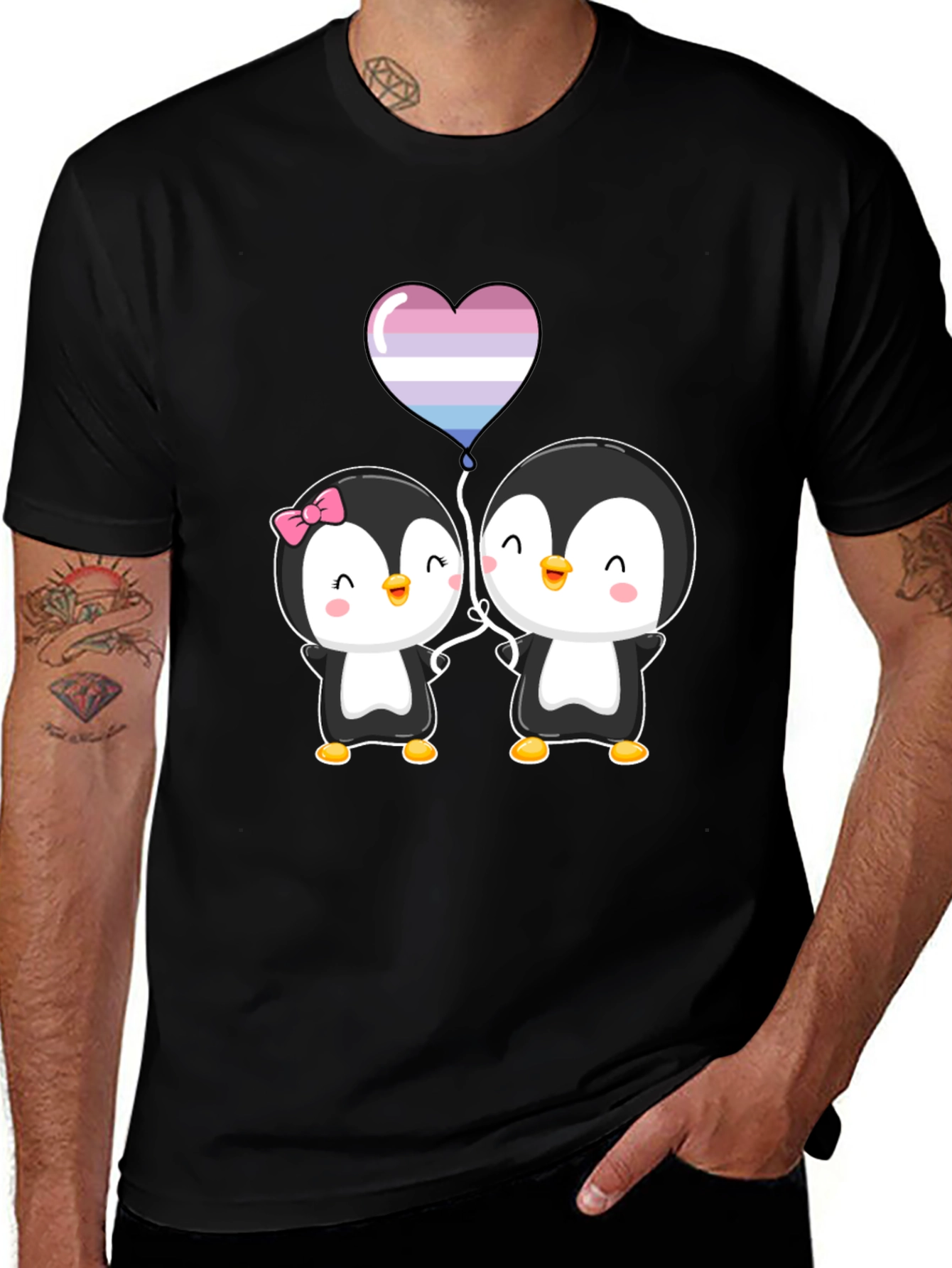 Variant 17 of Penguin Love T-Shirt Cute Cartoon Heart