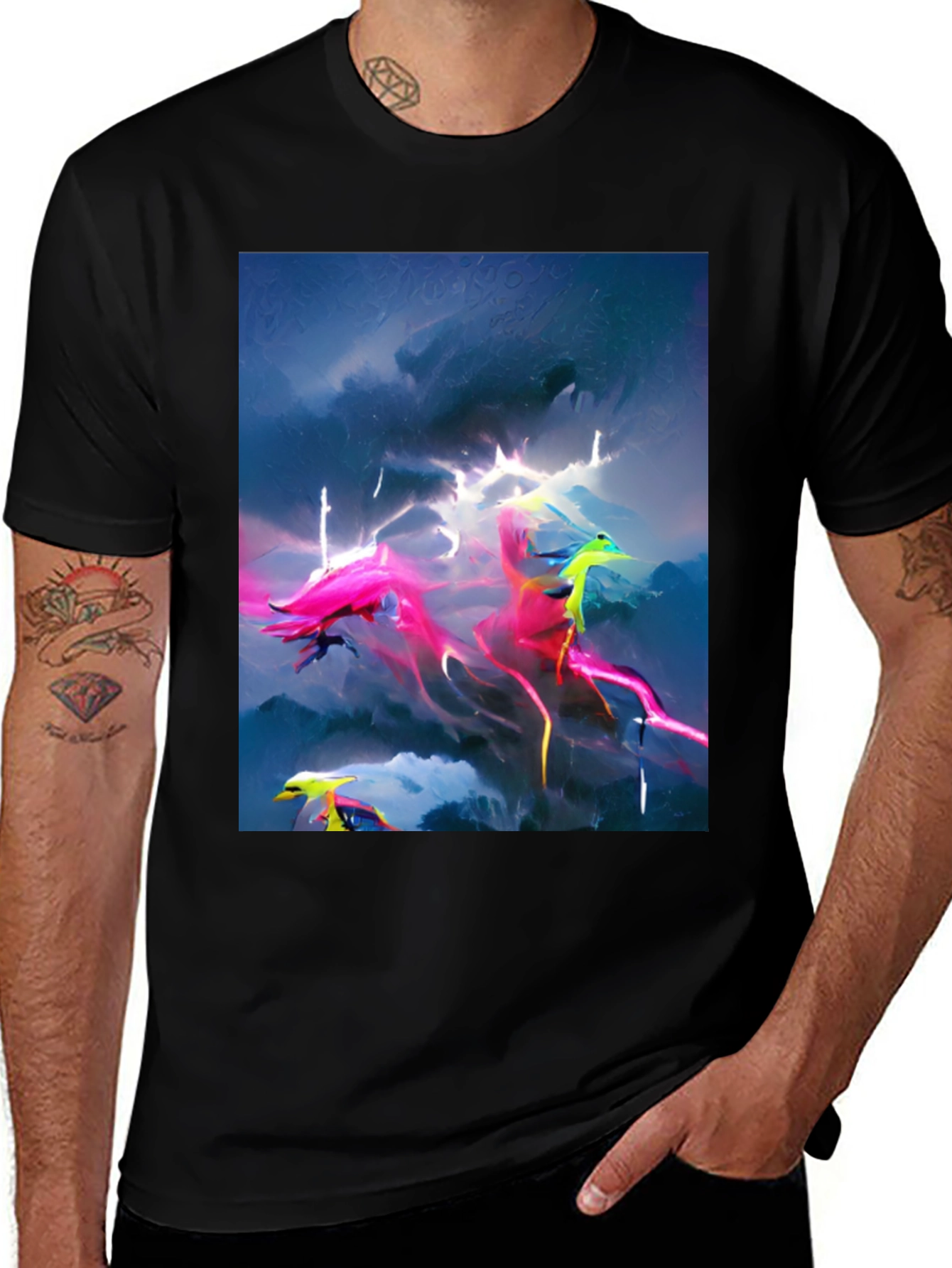 Variant 2 of Electric Sky Graphic Tee - Vibrant Style