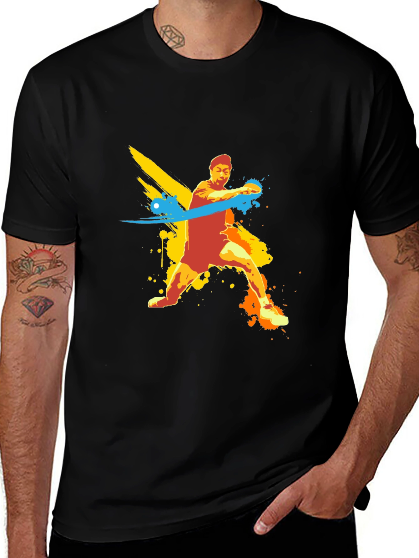 Variant 5 of Ping Pong Player Graphic Tee - Trendy Sportswear