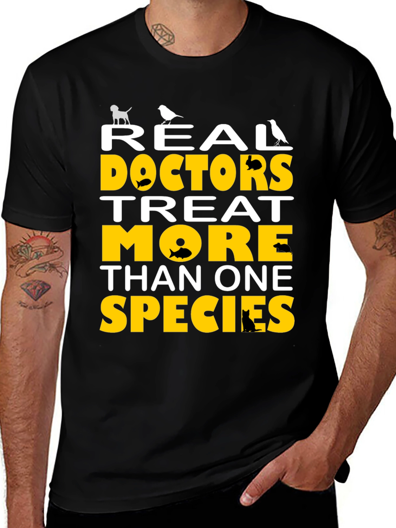 Variant 23 of Vet T-Shirt: Real Doctors Treat More Than One Species