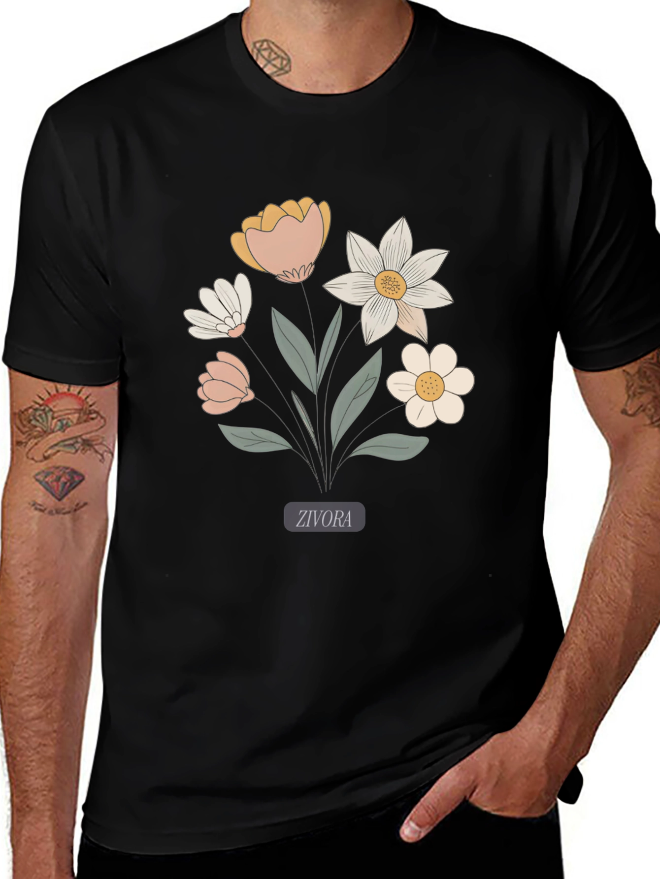Variant 21 of Floral Graphic Print Tee - Soft Cotton Comfort