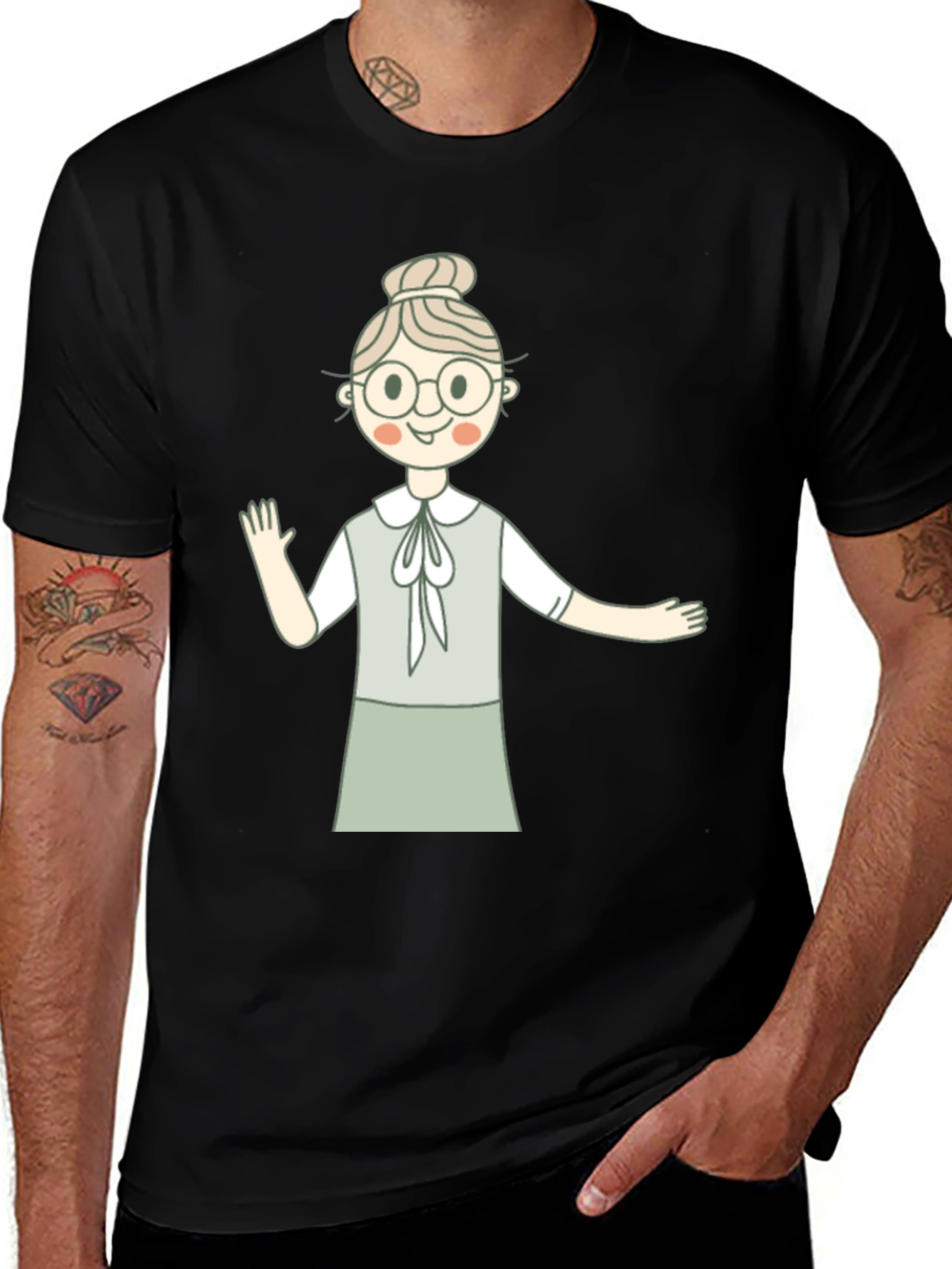 Variant 7 of Cute Granny Graphic Black T-Shirt