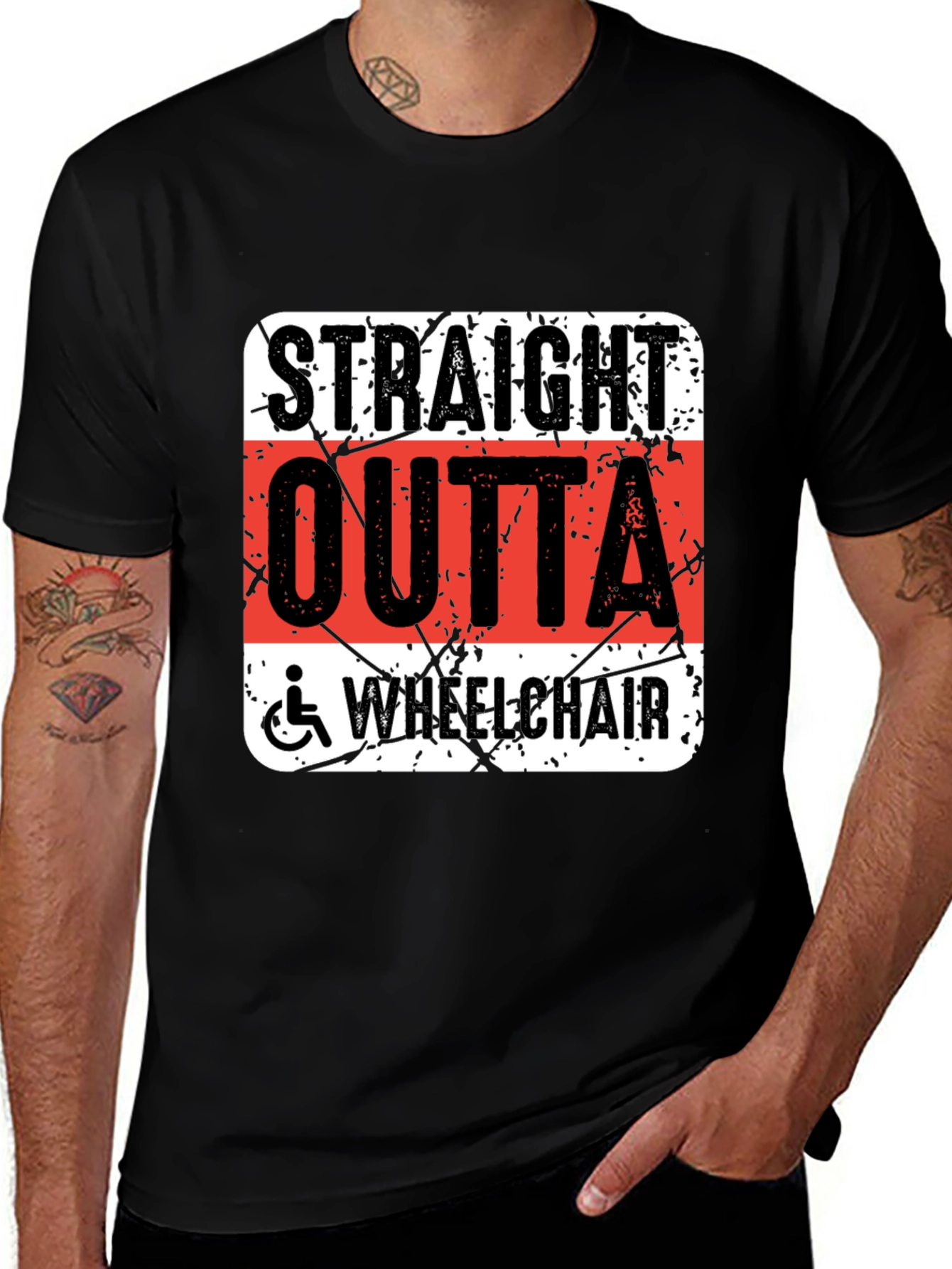 Variant 28 of Straight Outta Wheelchair Graphic T-Shirt