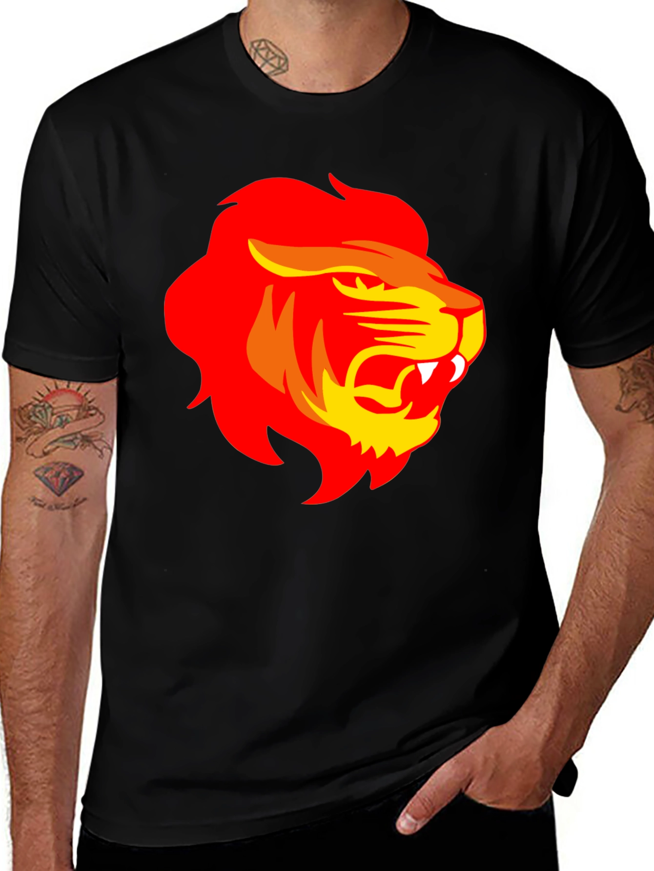 Variant 9 of Bold Lion Graphic Black T-Shirt
