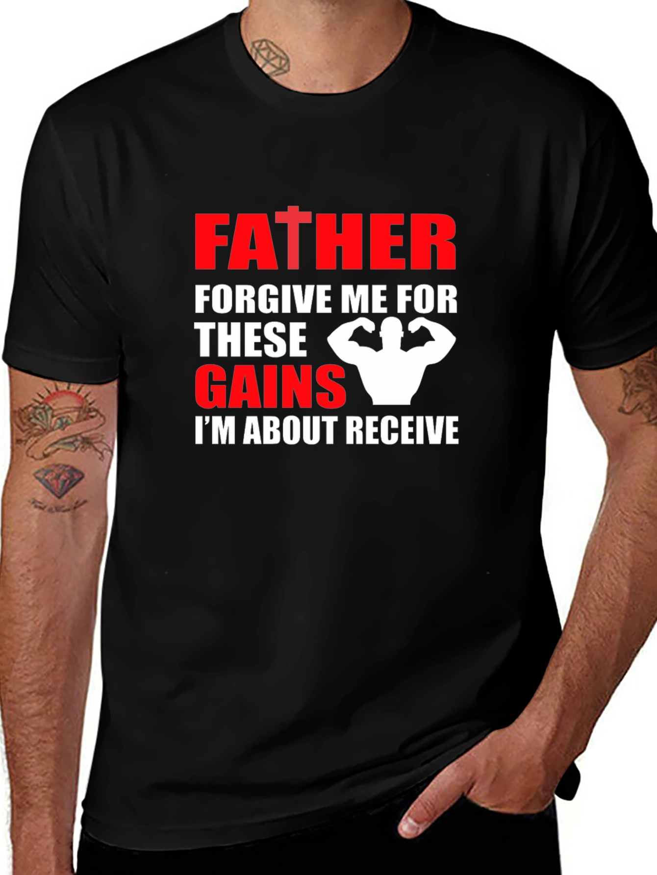 Variant 14 of Father Forgive Me Gains Black T-Shirt
