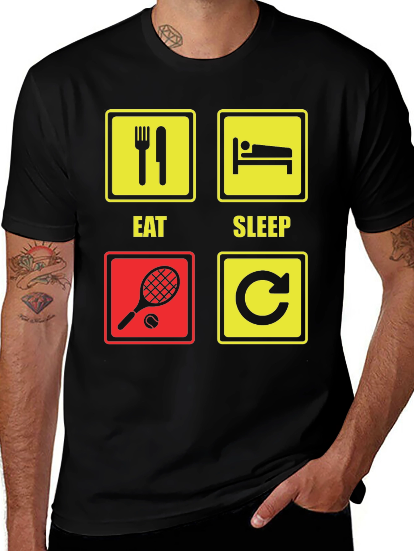 Variant 18 of Eat Sleep Tennis Repeat T-Shirt Funny Sports Tee