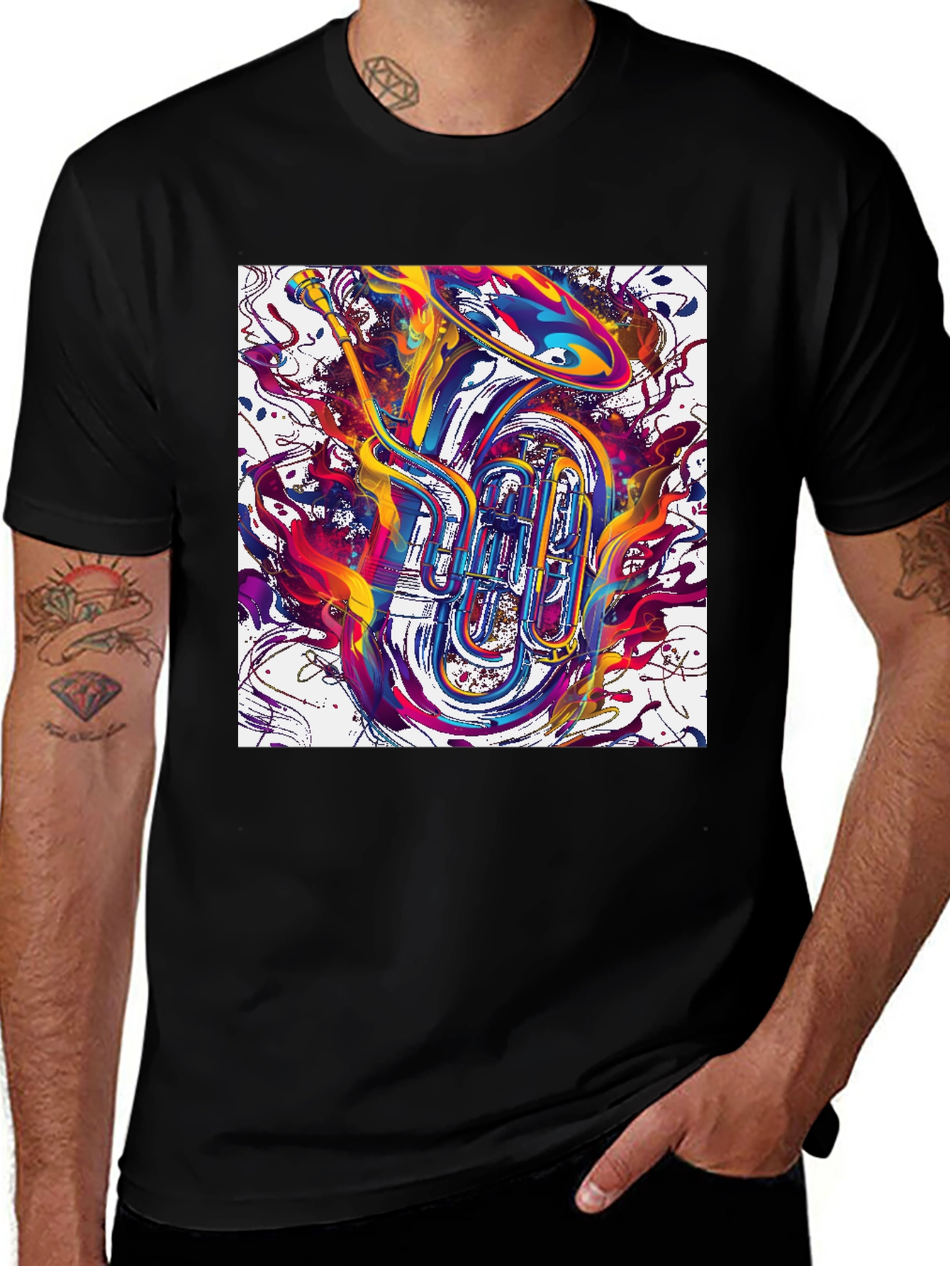 Variant 10 of Abstract Tuba Graphic Tee - Bold Music Lover Style
