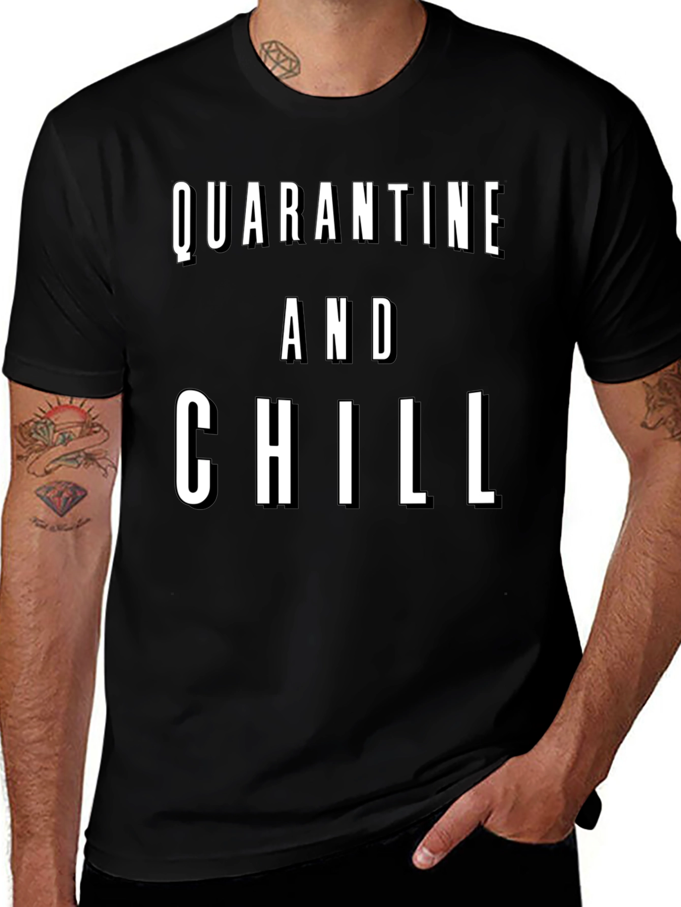Variant 8 of Quarantine and Chill Graphic Tee - Black T-Shirt