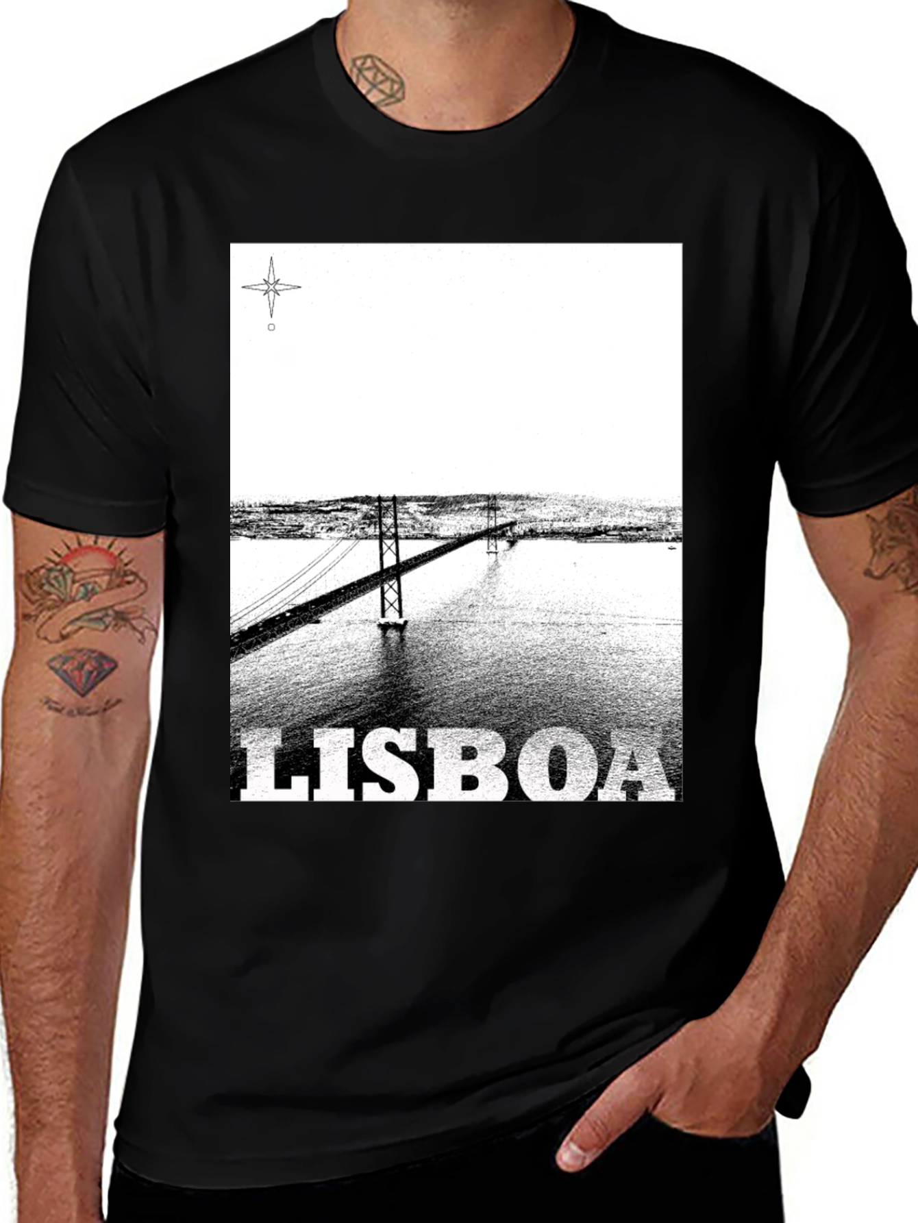 Variant 18 of Lisboa Graphic Print Black T-Shirt