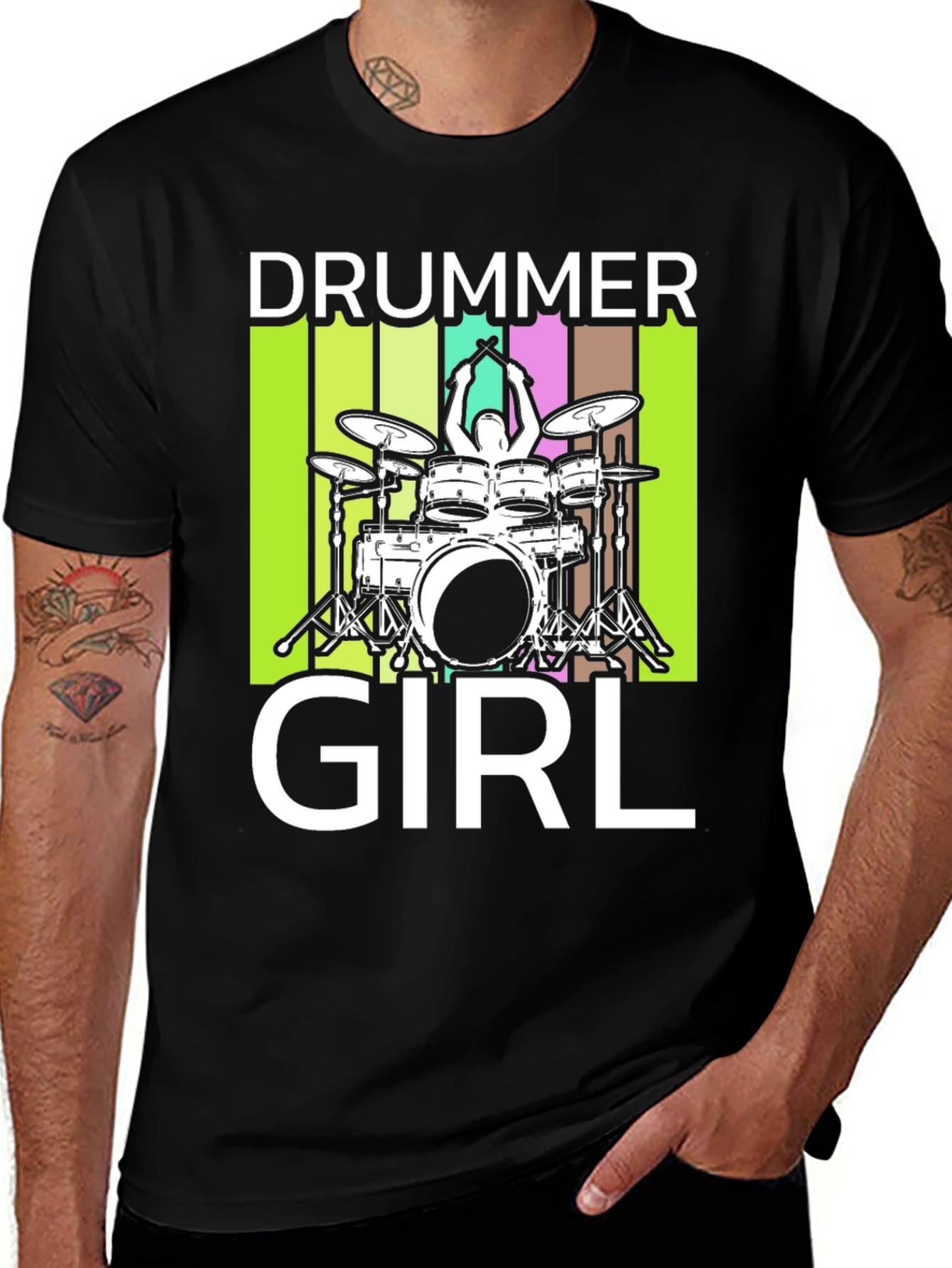 Variant 6 of Drummer Girl Graphic Tee - Music Lover's T-Shirt