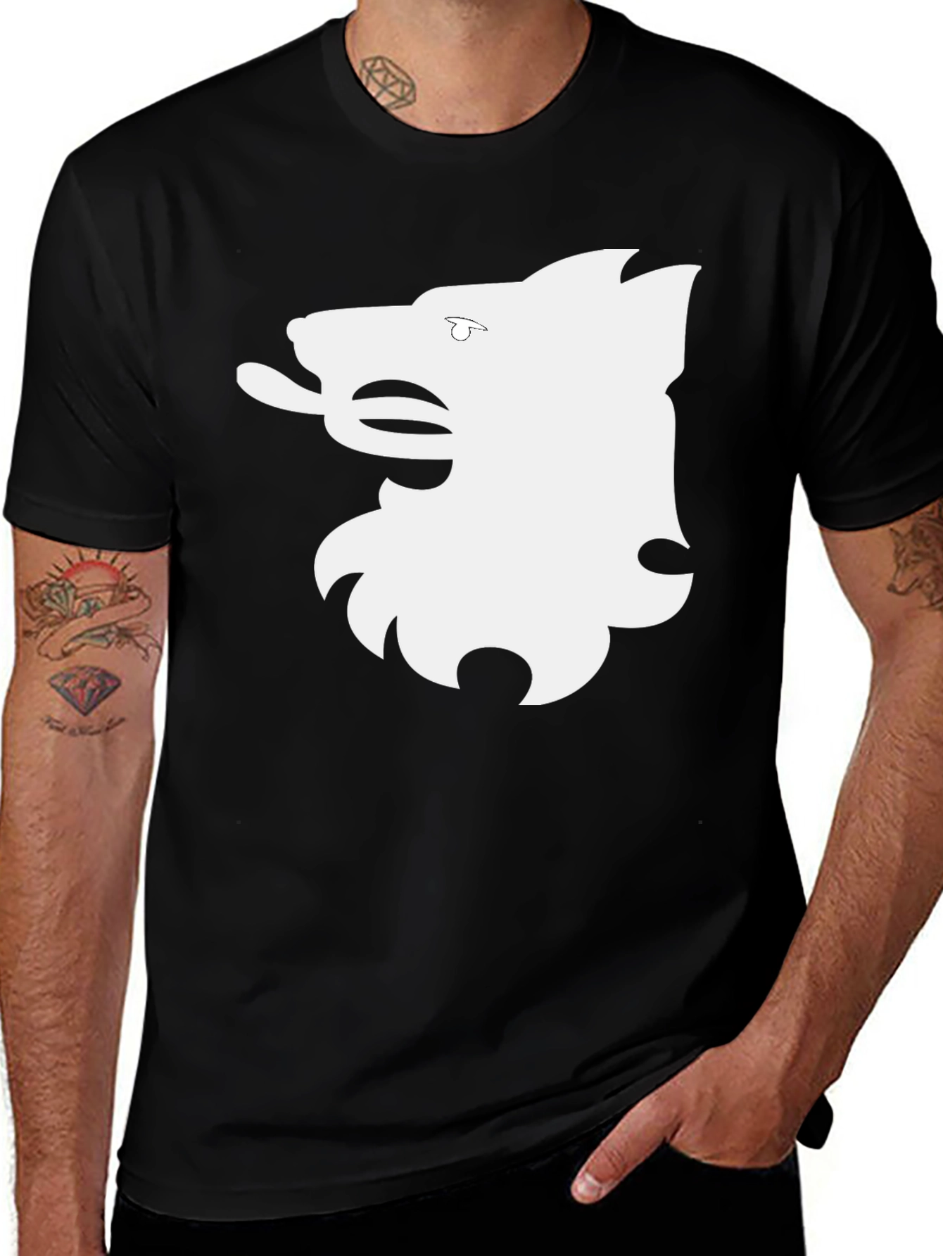Variant 19 of Graphic Tee - Wolf Silhouette Black T-Shirt