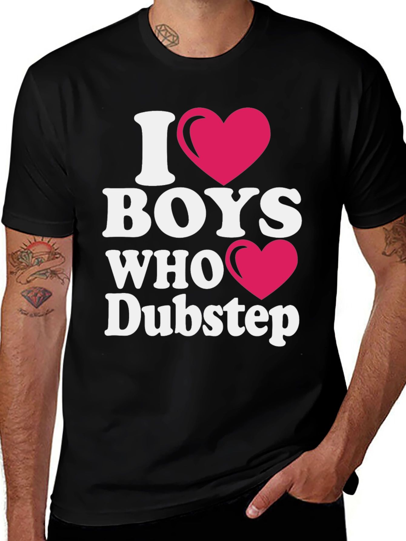 Variant 15 of I Heart Boys Who Dubstep Black T-Shirt