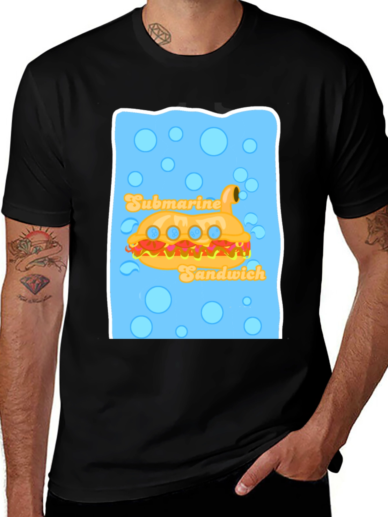 Variant 17 of Submarine Sandwich Graphic T-Shirt - Unique Foodie Tee