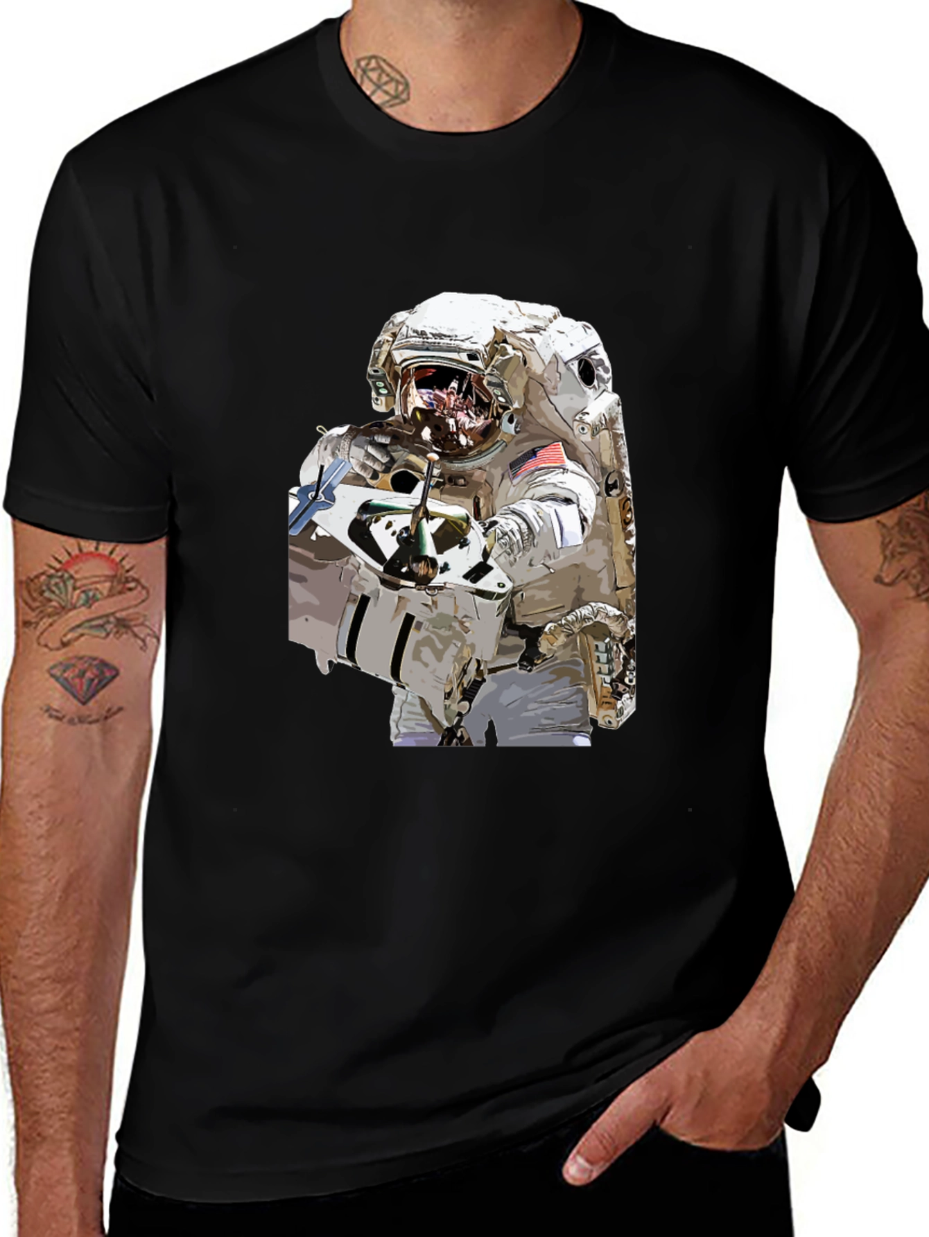 Variant 28 of Astronaut Graphic Black T-Shirt