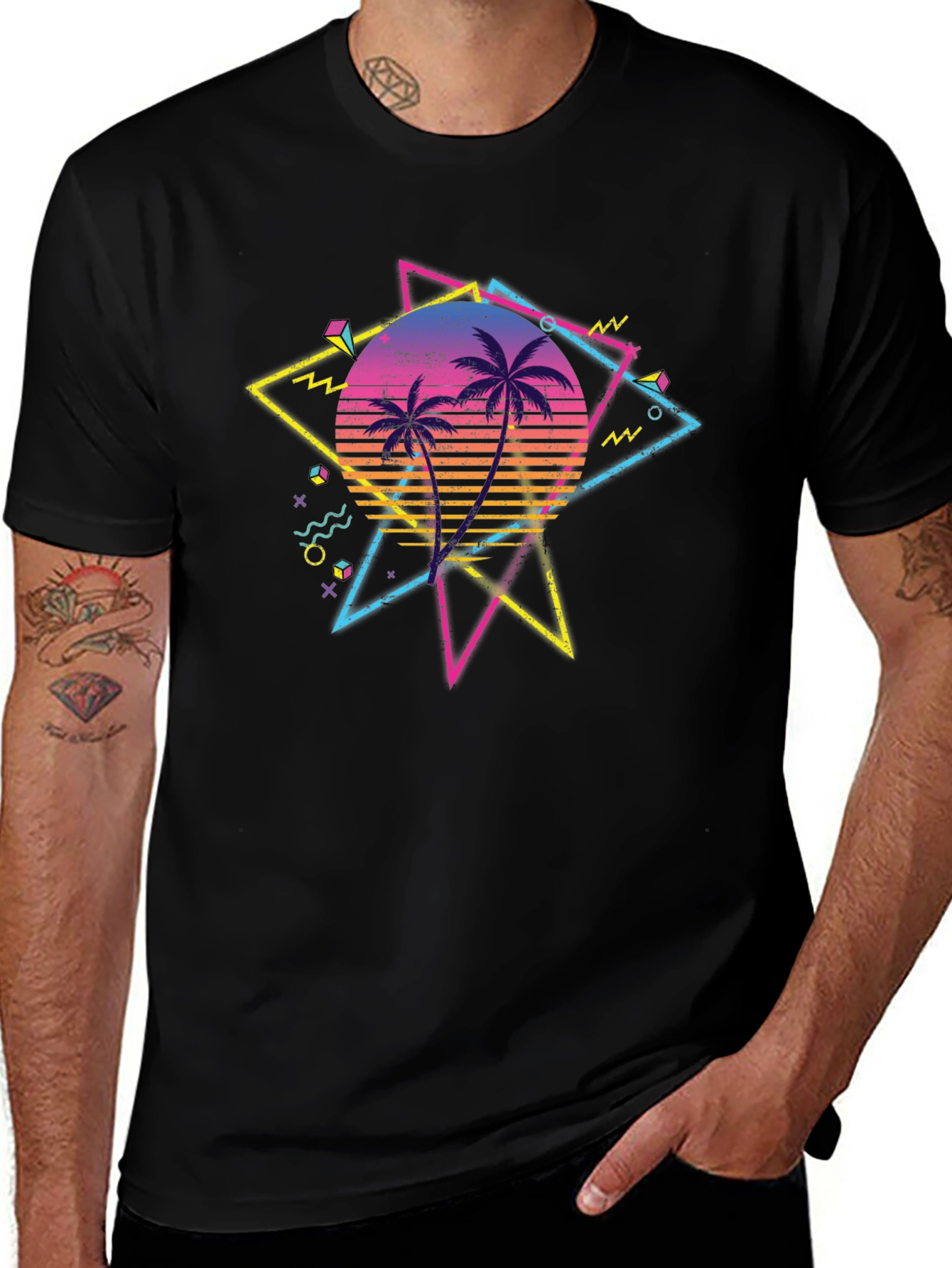 Variant 6 of Retro Palm Sunset Graphic T-Shirt